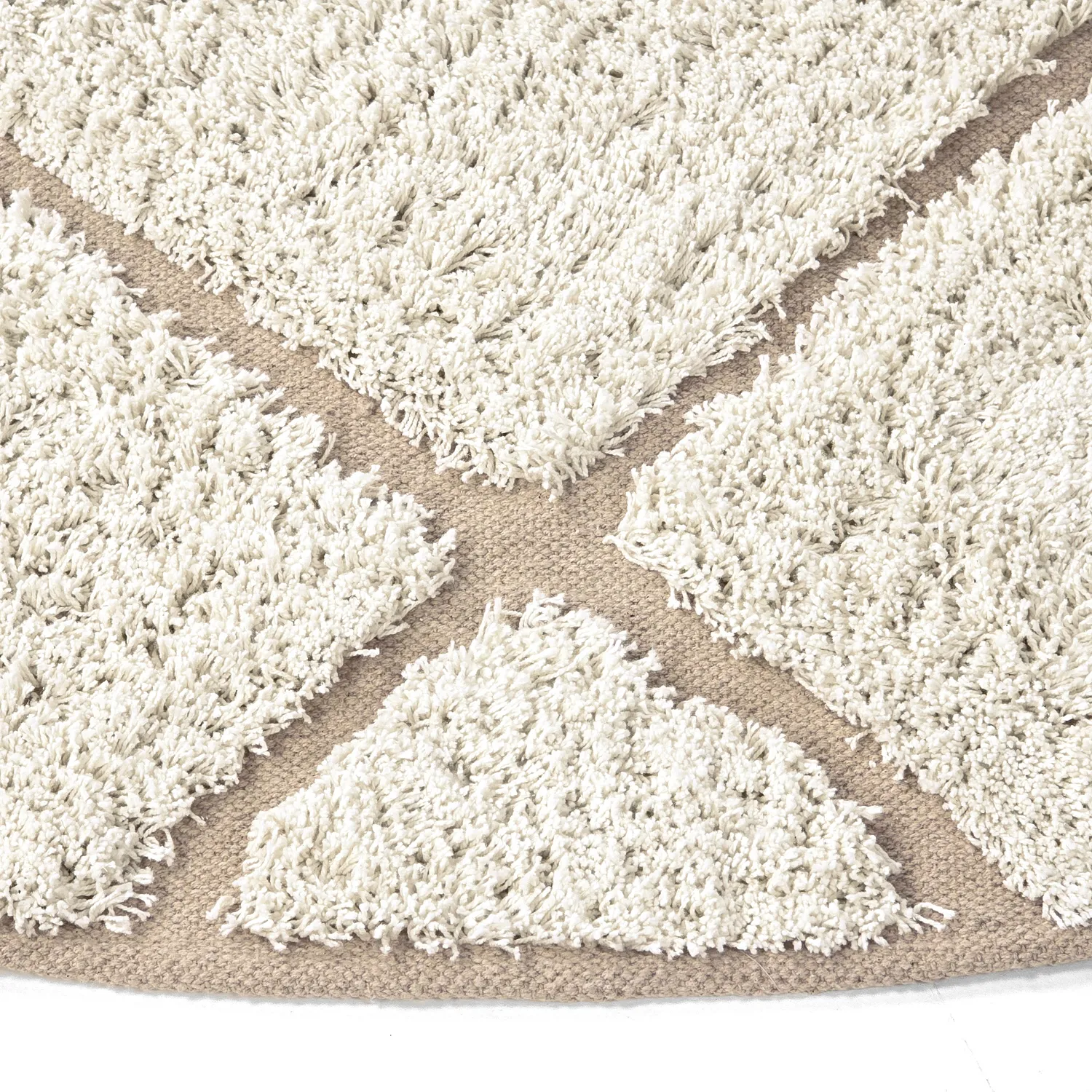 Tapis rond - Bellevue Natural Cotton Shaggy (blanc cassé/beige)