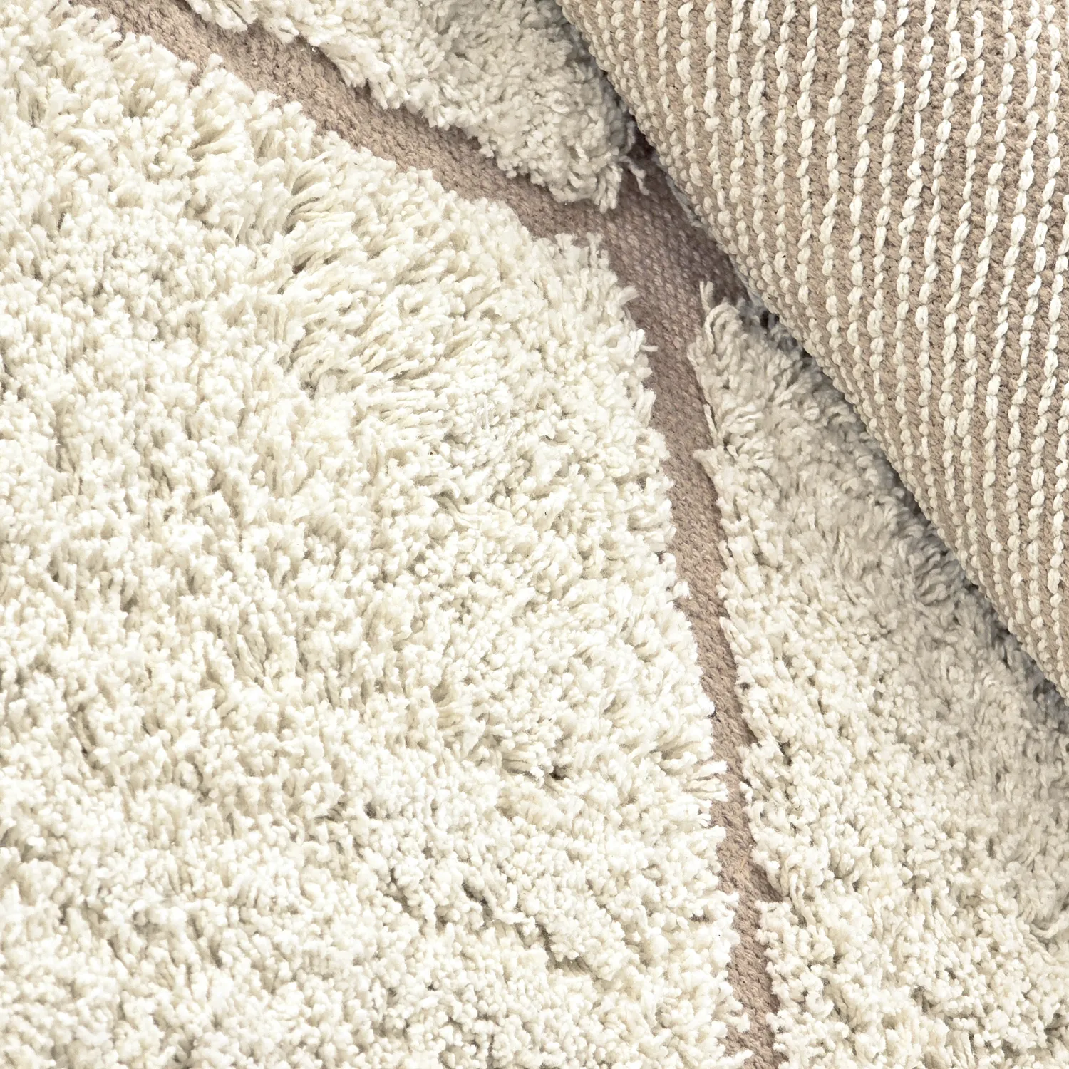 Tapis rond - Bellevue Natural Cotton Shaggy (blanc cassé/beige)