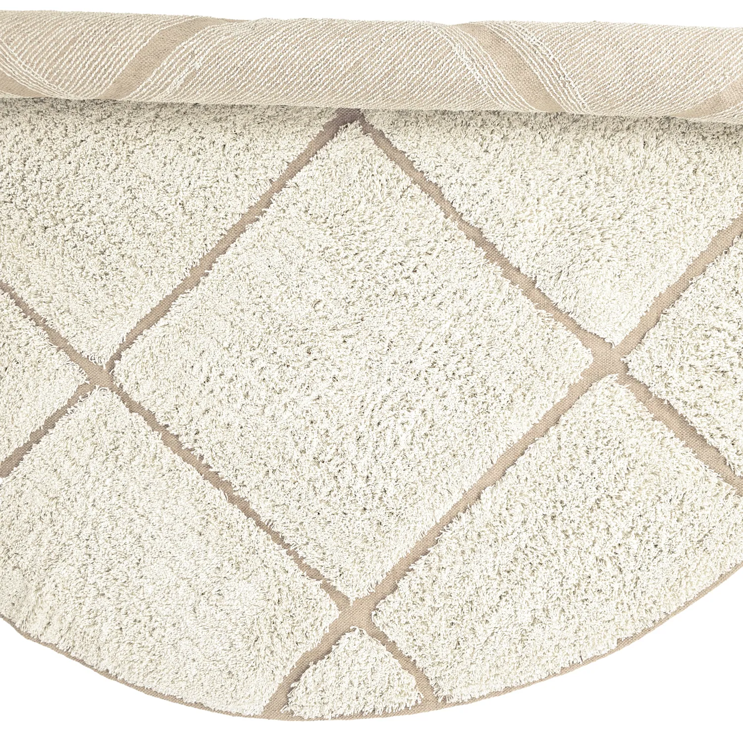Tapis rond - Bellevue Natural Cotton Shaggy (blanc cassé/beige)