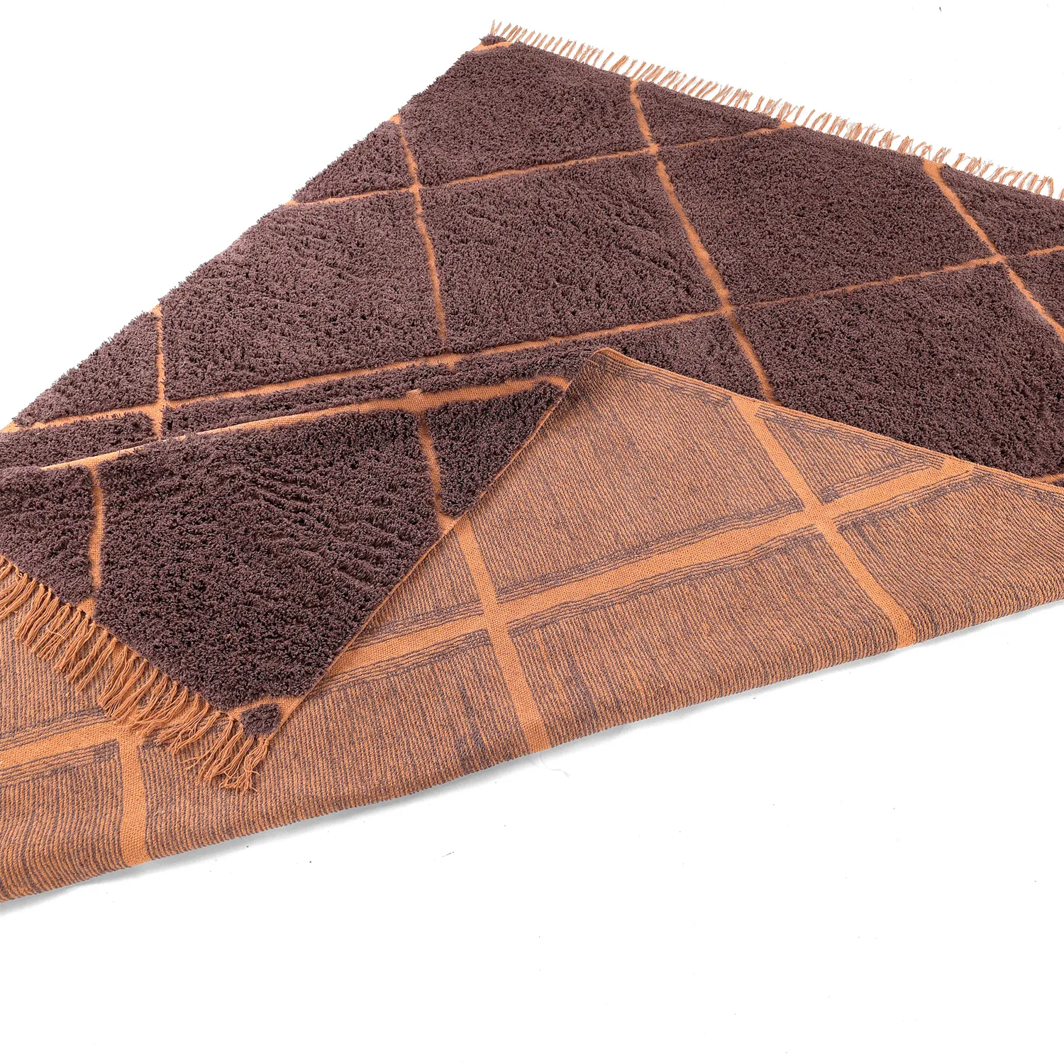 Tapis à poils longs - Bellevue Natural Cotton Shaggy (rouge/orange)