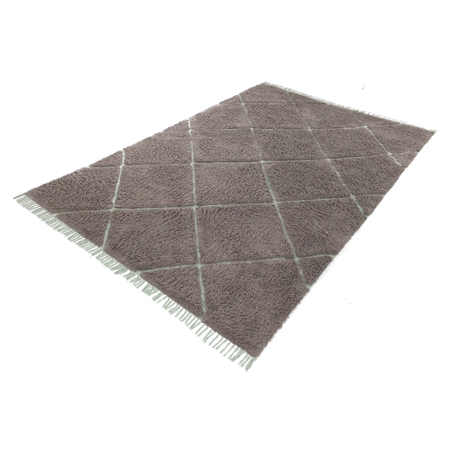Tapis à poils longs - Bellevue Natural Cotton Shaggy (taupe/vert)