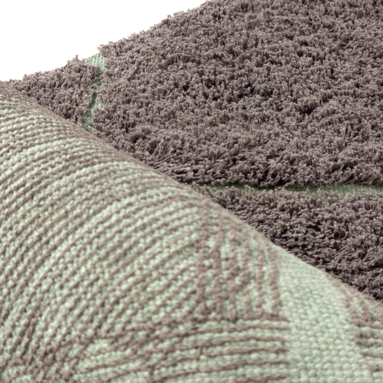 Tapis à poils longs - Bellevue Natural Cotton Shaggy (taupe/vert)