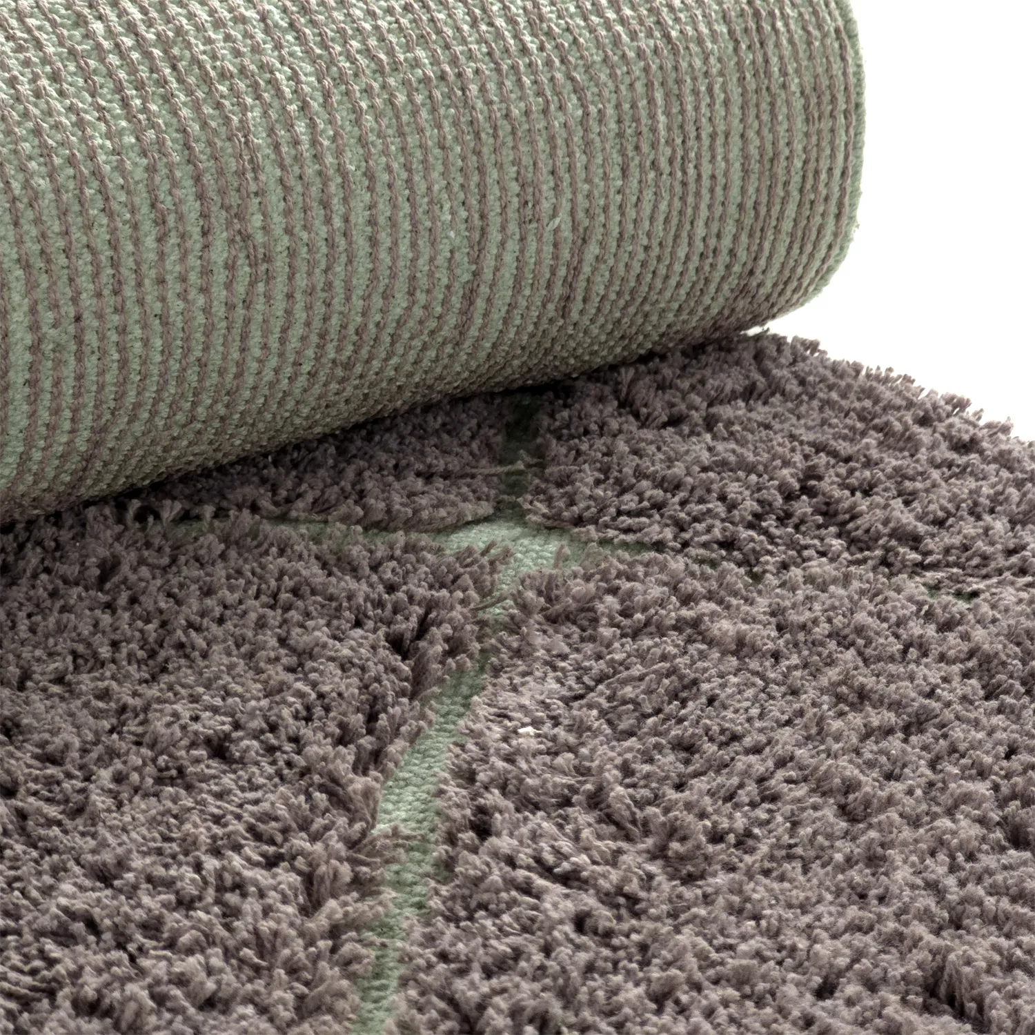 Tapis à poils longs - Bellevue Natural Cotton Shaggy (taupe/vert)