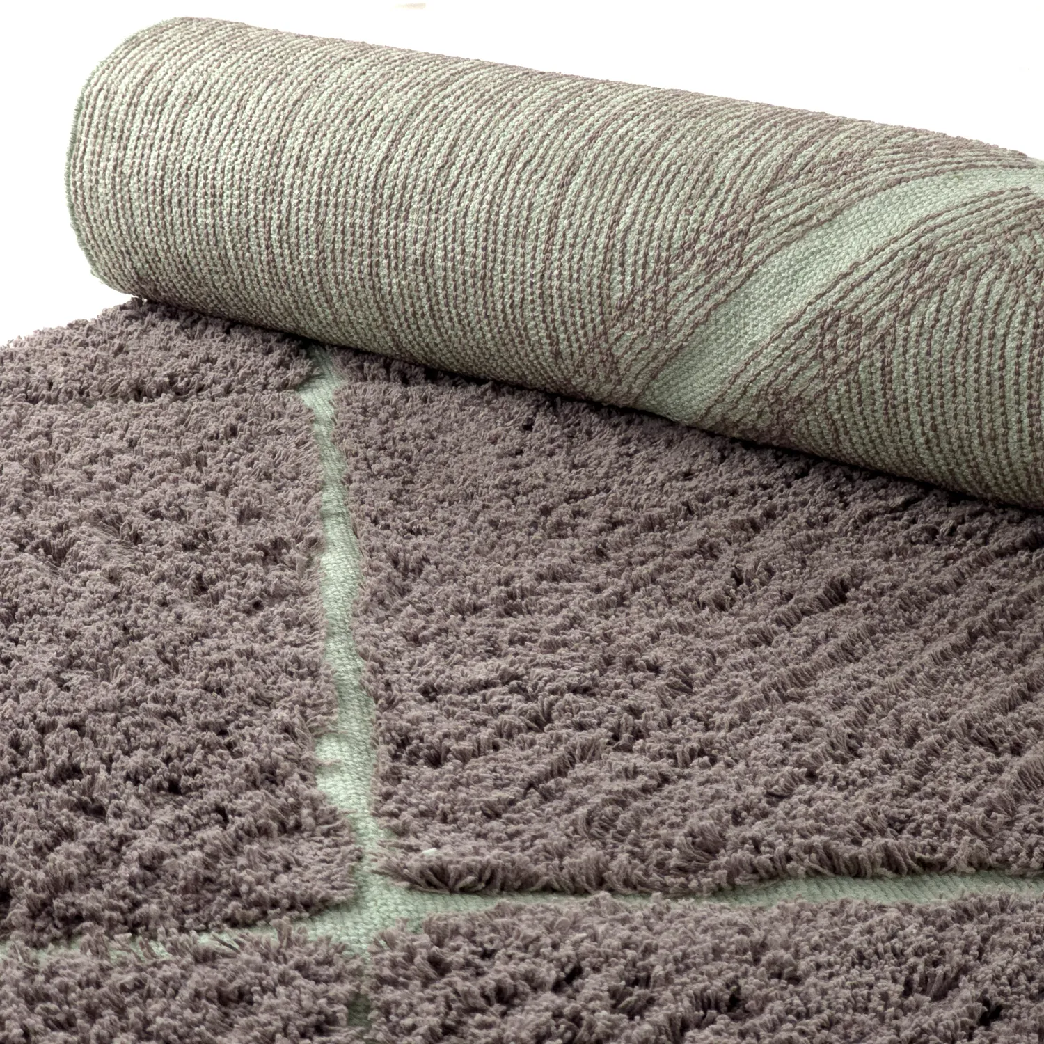 Tapis à poils longs - Bellevue Natural Cotton Shaggy (taupe/vert)