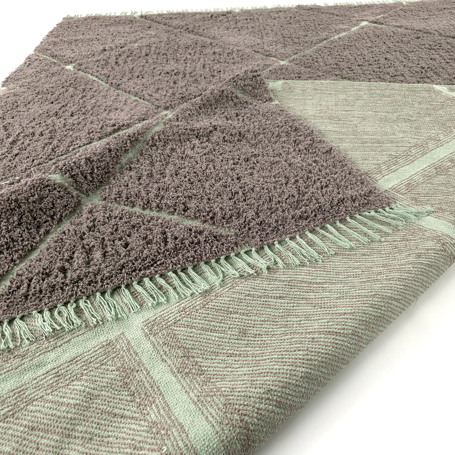 Tapis à poils longs - Bellevue Natural Cotton Shaggy (taupe/vert)