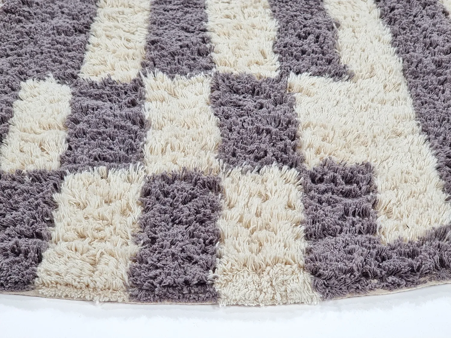 Tapis rond - Bergamo Natural Cotton Shaggy (gris/blanc)