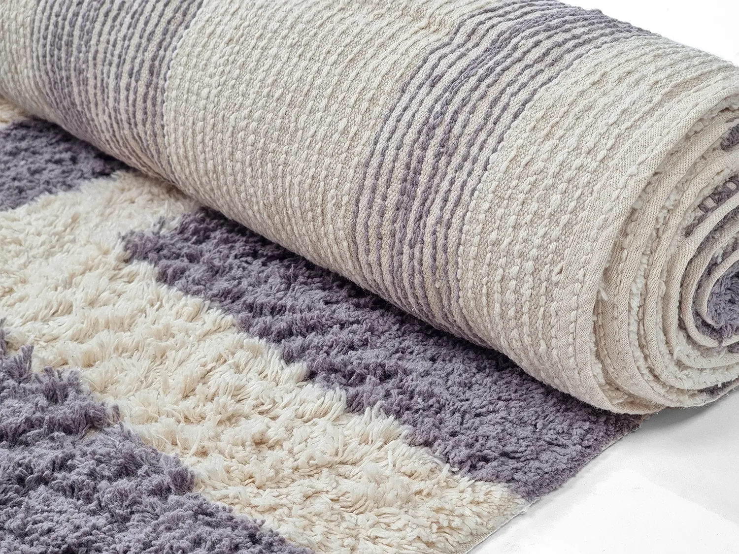 Tapis shaggy - Bergamo Natural Cotton Shaggy (gris/blanc)