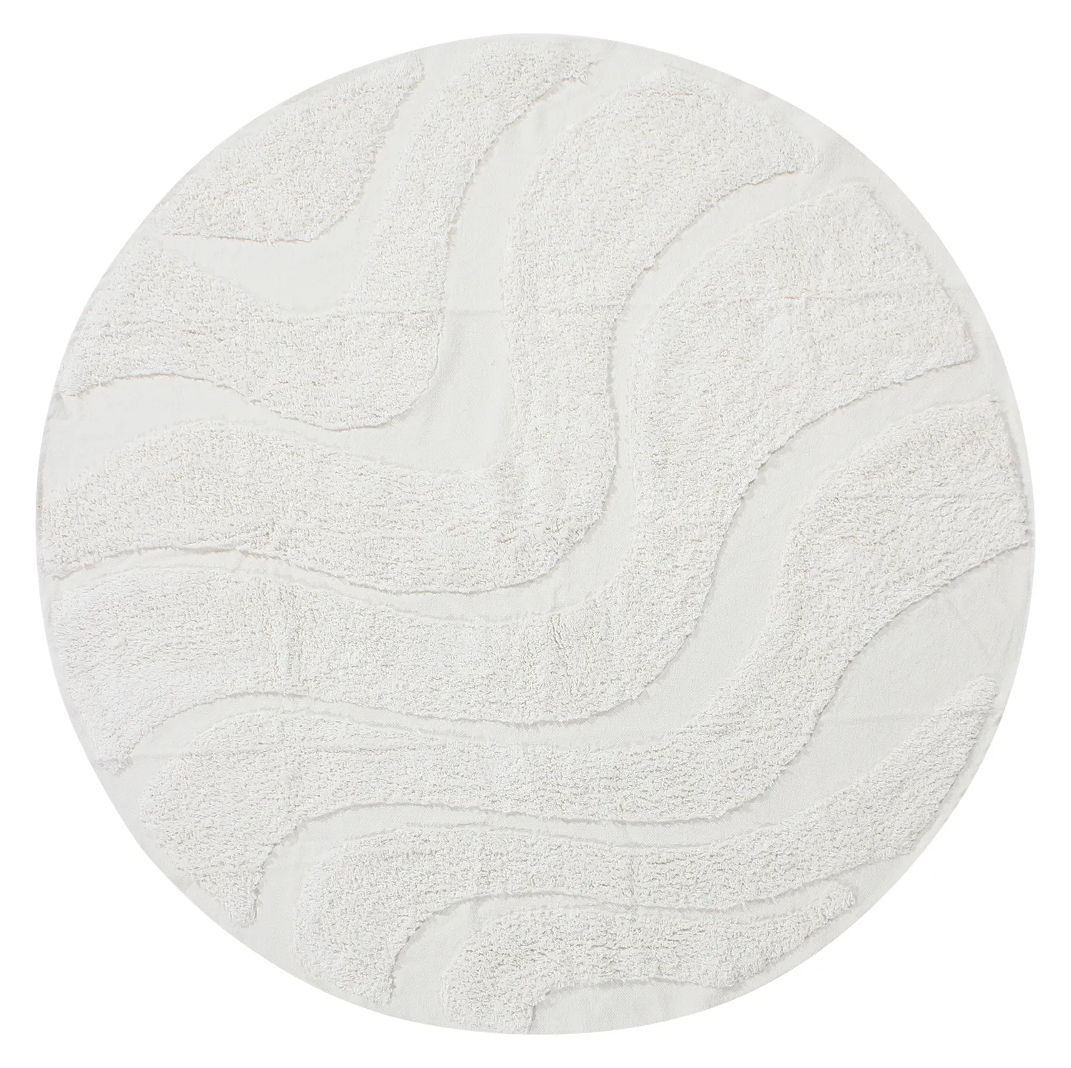 Tapis rond - Bonnie Natural Cotton Shaggy (blanc cassé)