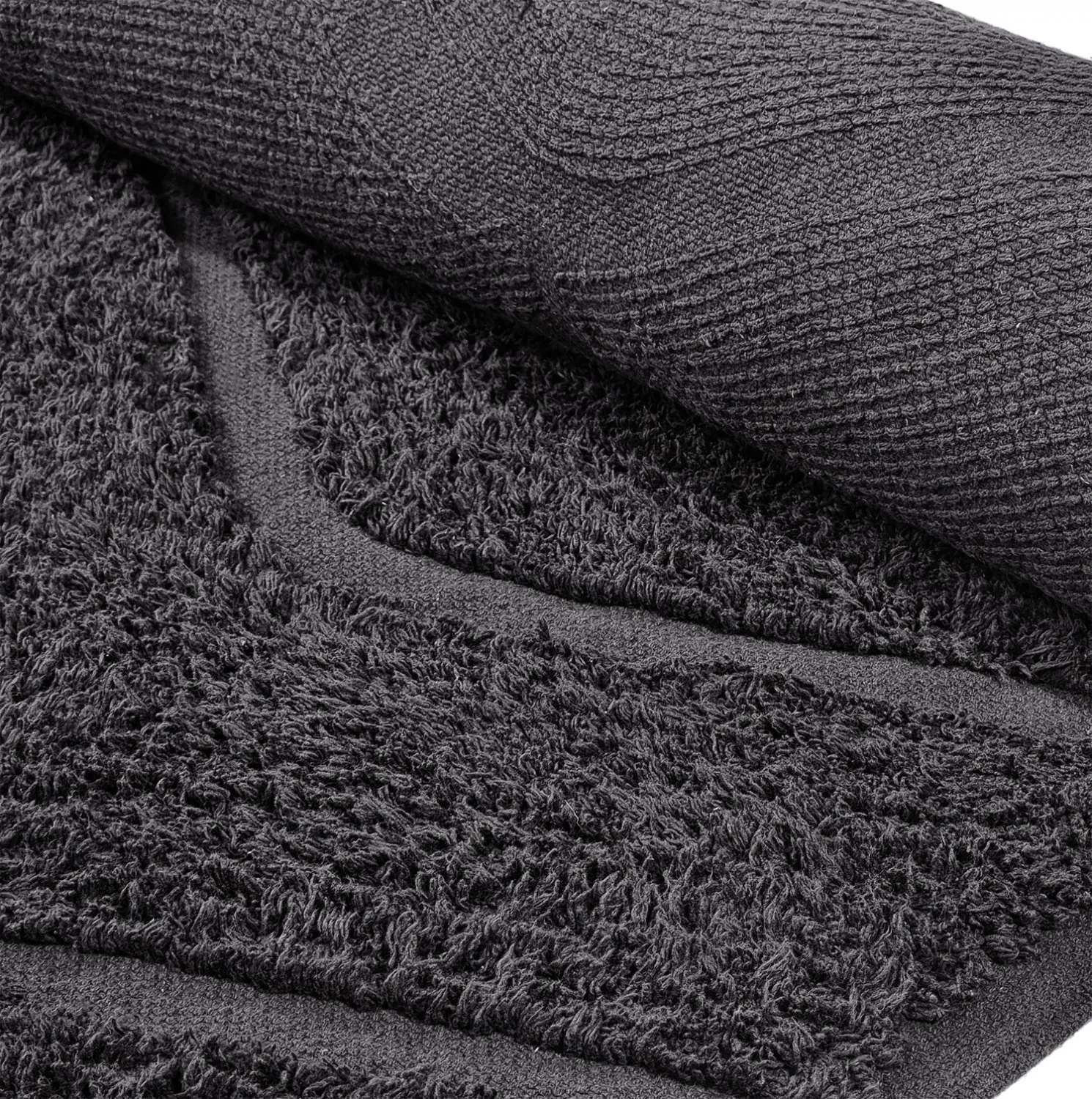 Tapis rond - Brynn Natural Cotton Shaggy (noir)