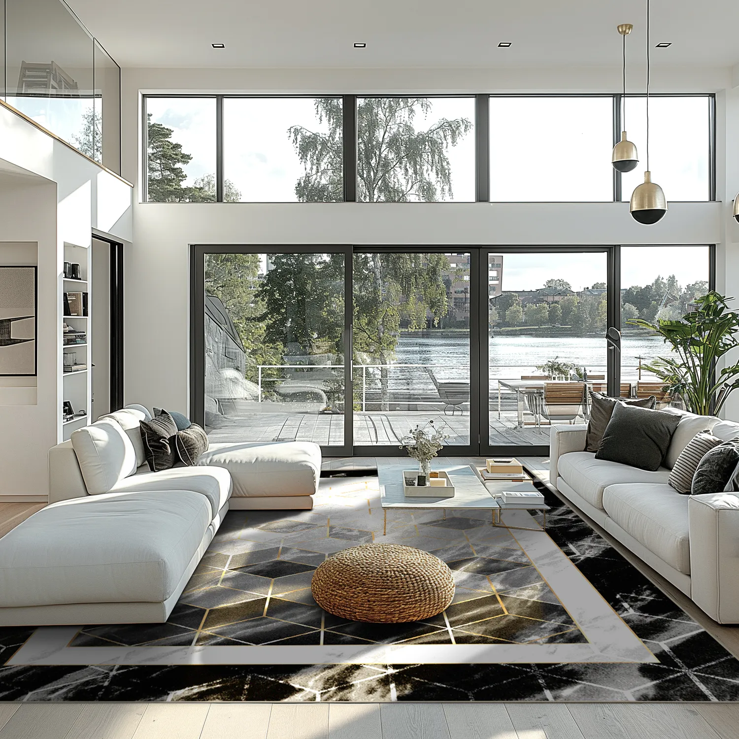 Tapis Wilton - Castello (noir/blanc)