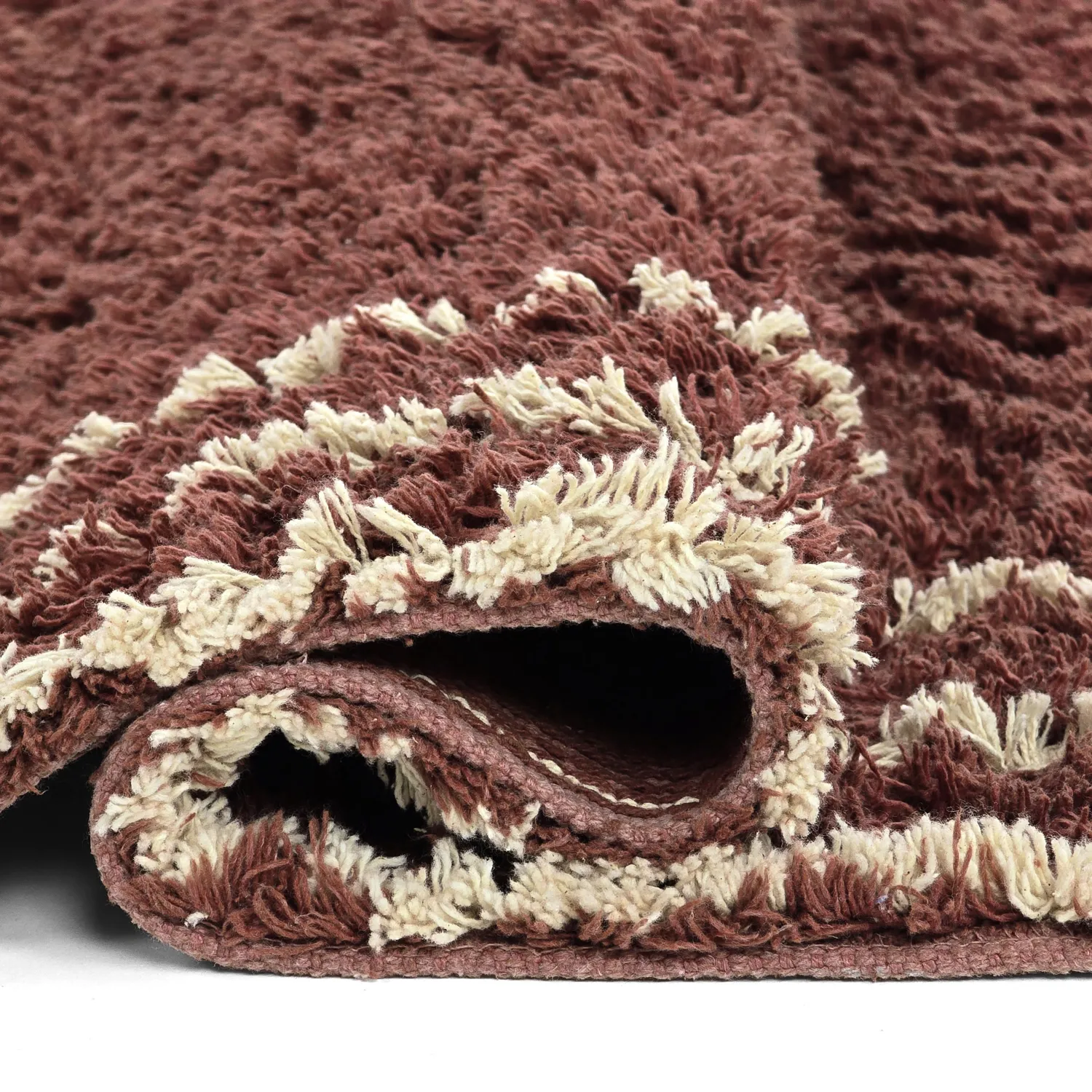 Tapis shaggy - Cataya Natural Cotton Shaggy (marron/beige)