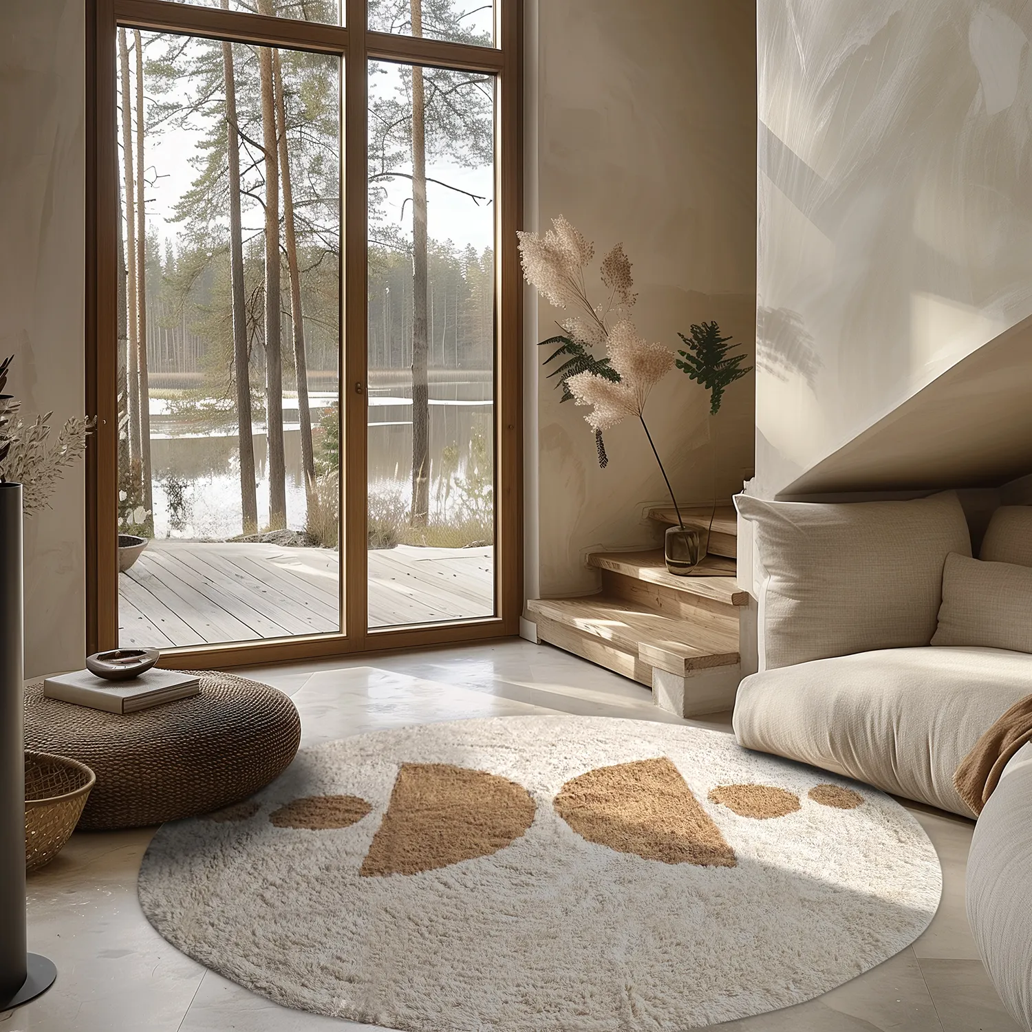 Tapis rond - Cervia Natural Cotton Shaggy (beige)