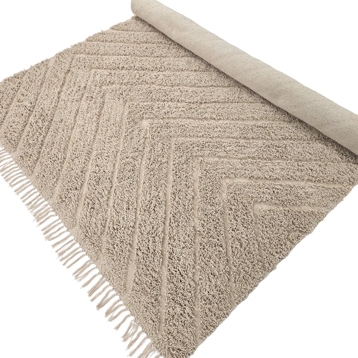 Tapis à poils longs - Conara Natural Cotton Shaggy (beige)