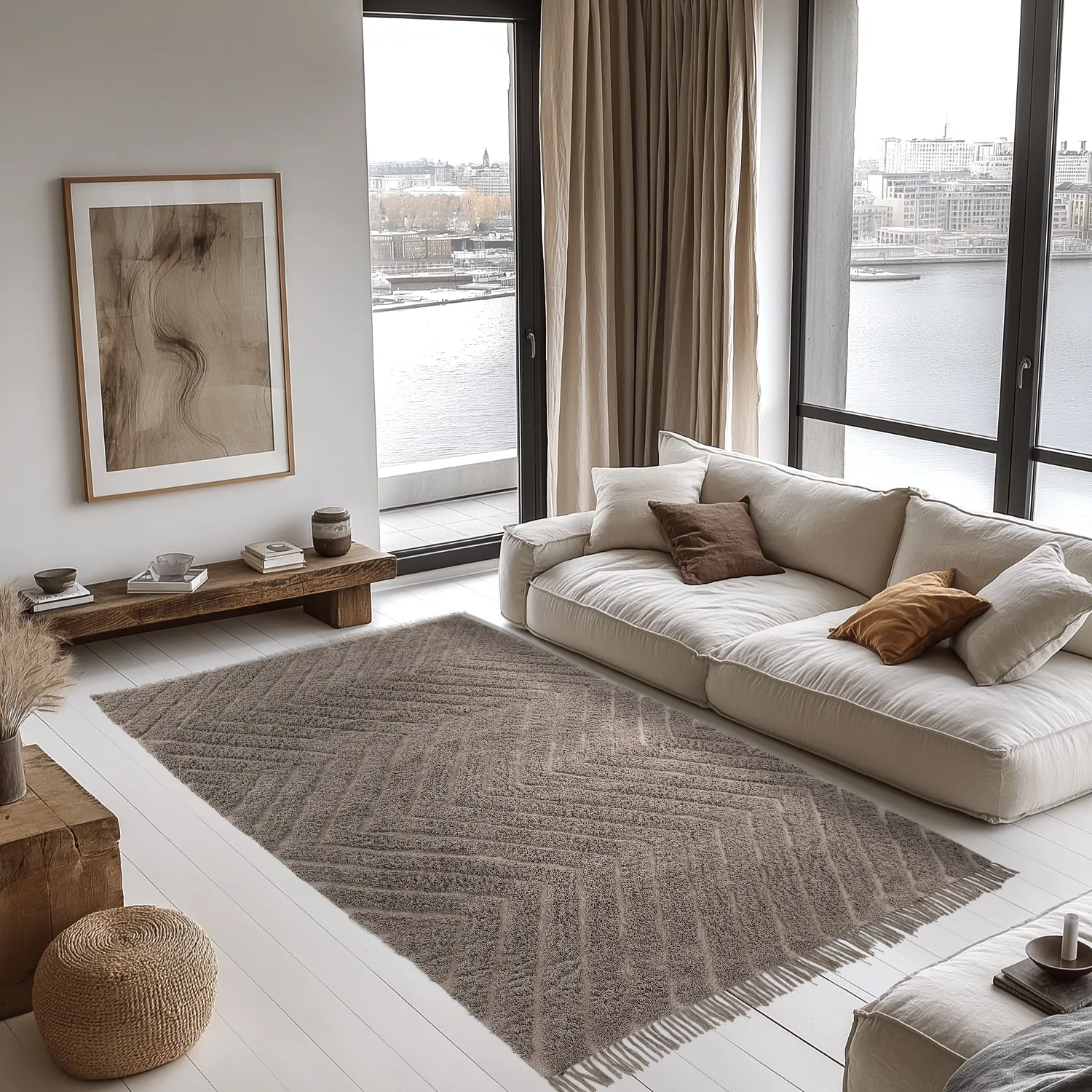 Tapis à poils longs - Conara Natural Cotton Shaggy (taupe)