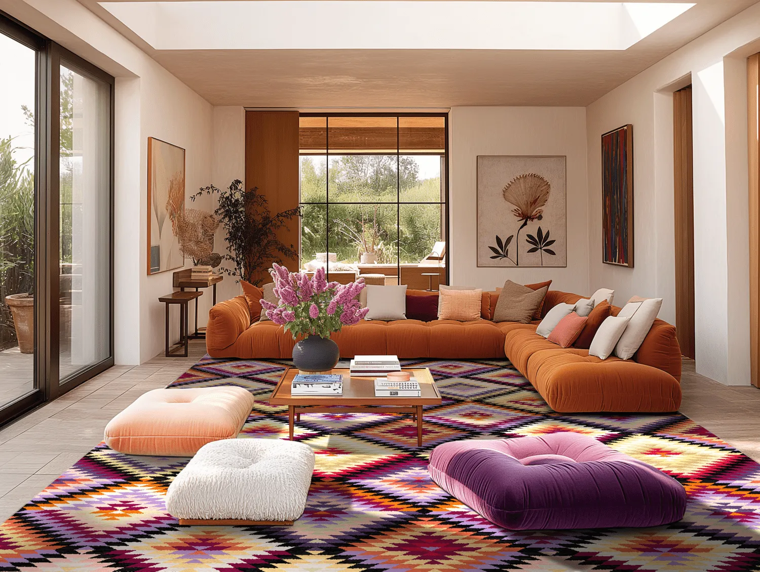 Tapis Wilton - Deia (rose/multicolore)