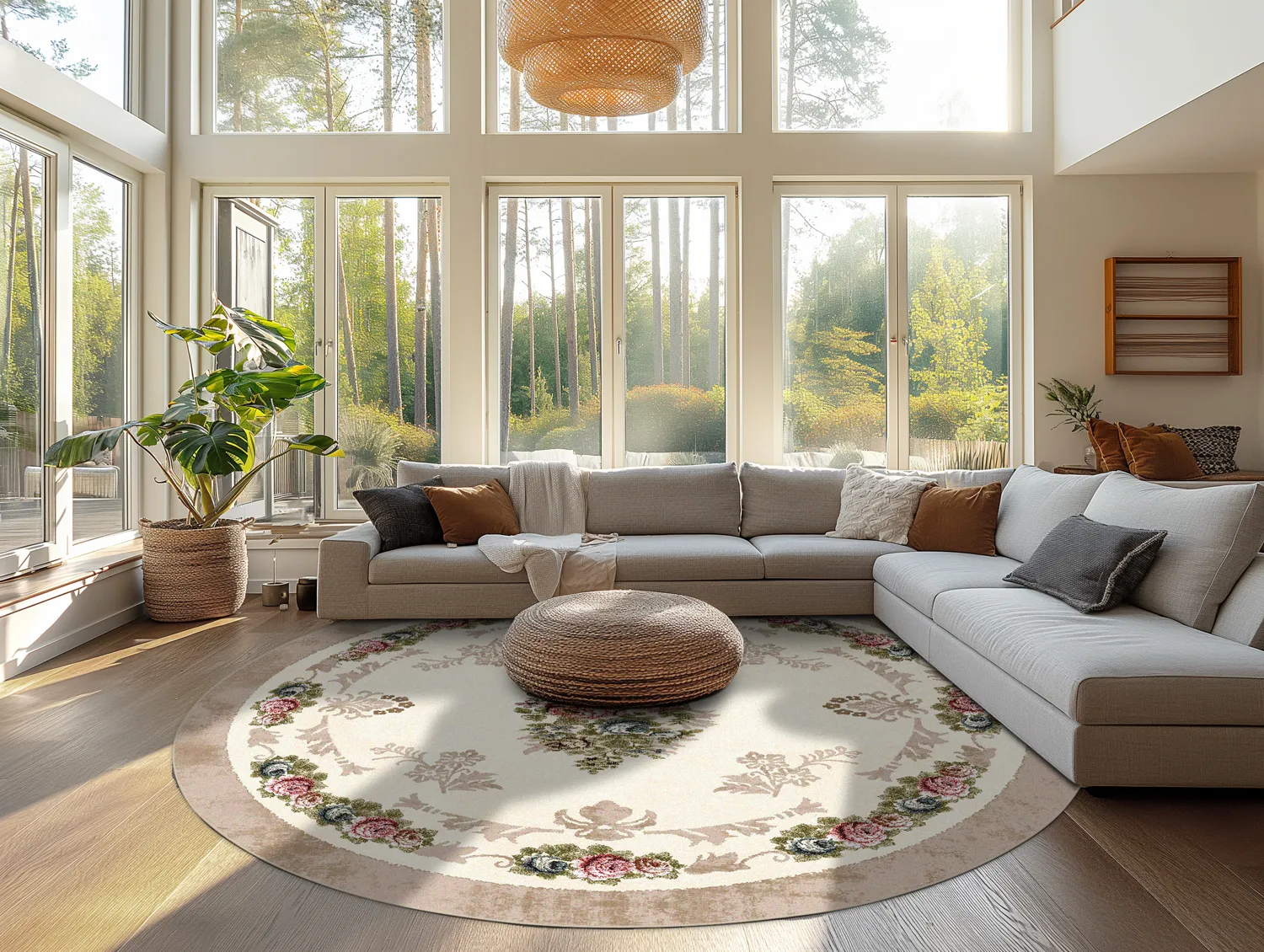 Tapis rond - Delpha (beige/multicolore)