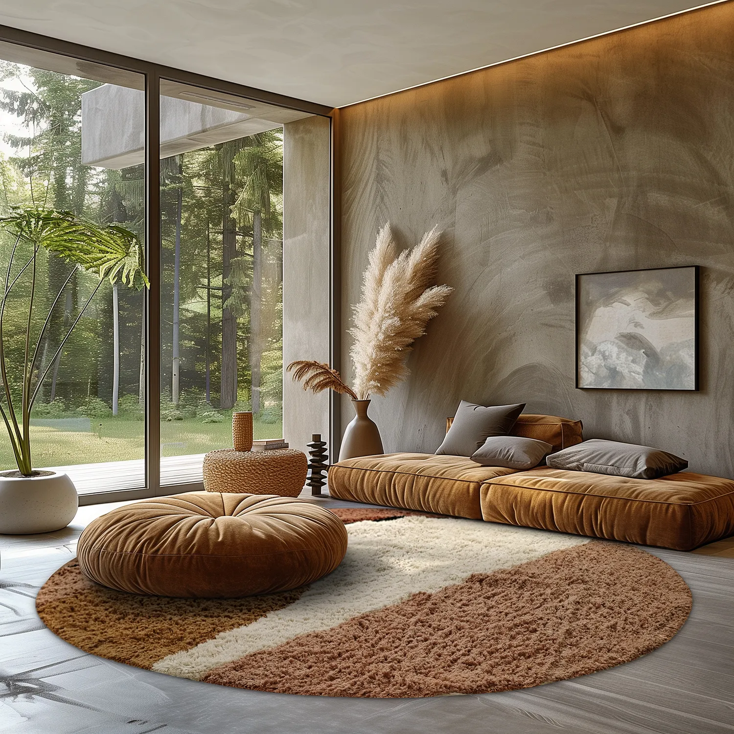 Tapis rond - Donostia Natural Cotton Shaggy (multi)