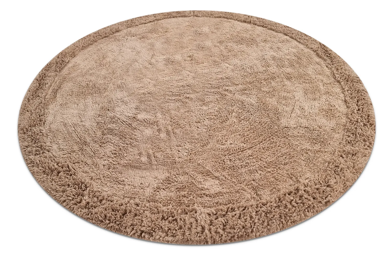 Tapis rond - Ebba Natural Cotton Shaggy (marron)