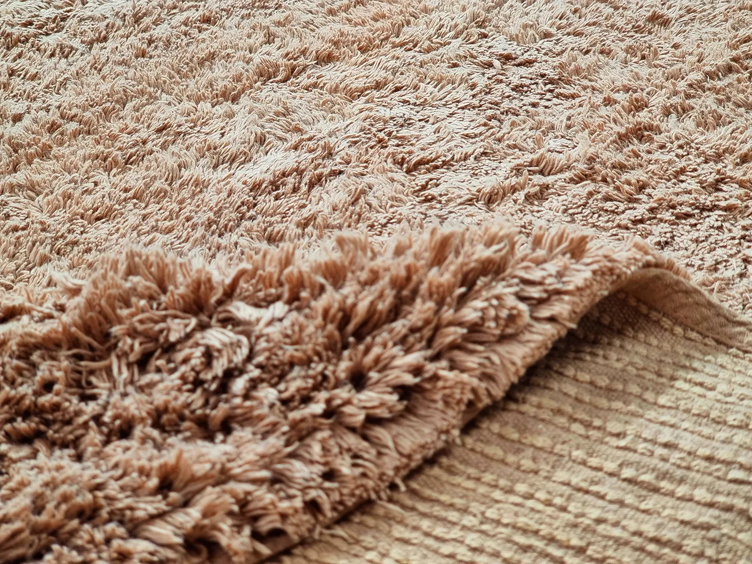 Tapis rond - Ebba Natural Cotton Shaggy (marron)