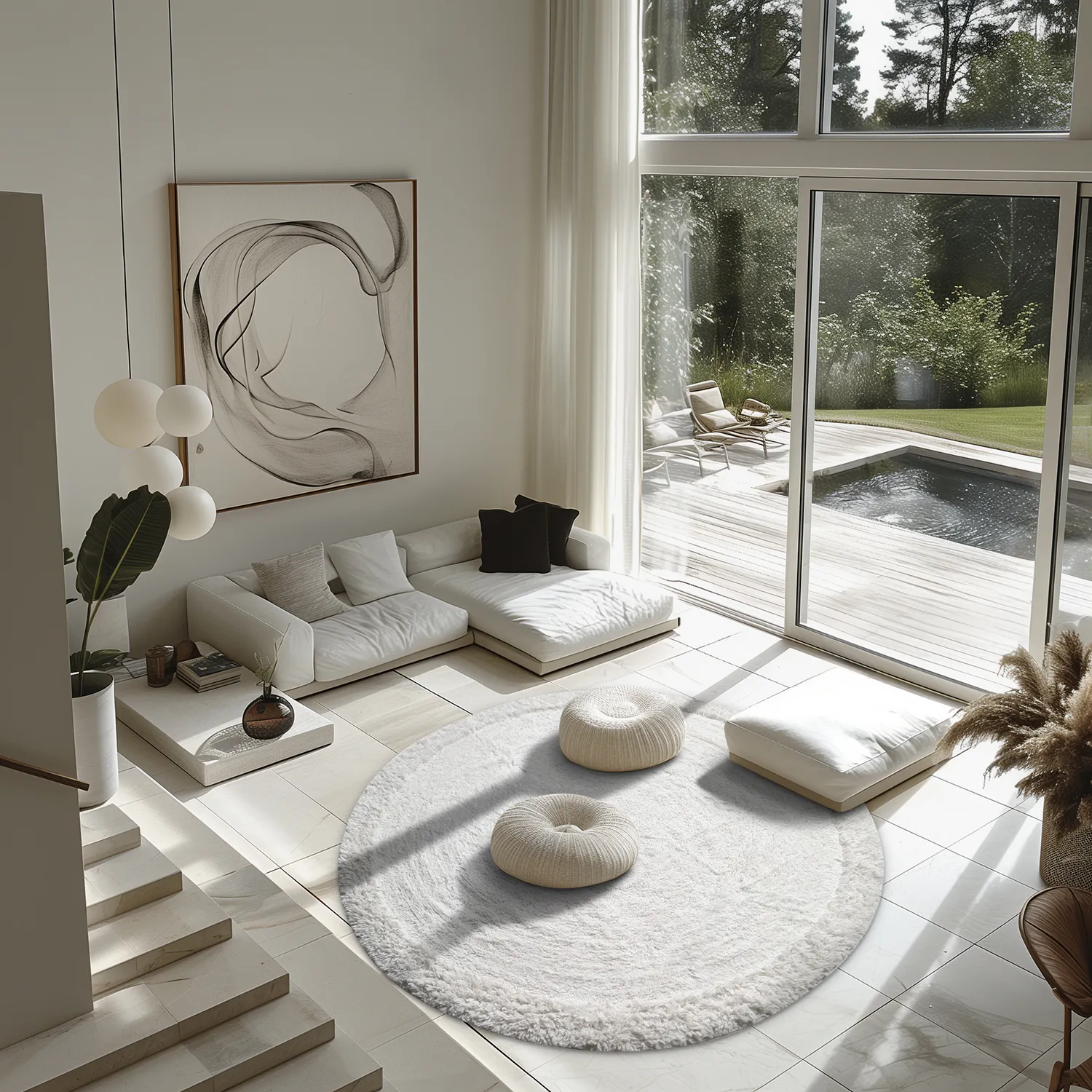 Tapis rond - Ebba Natural Cotton Shaggy (blanc cassé)