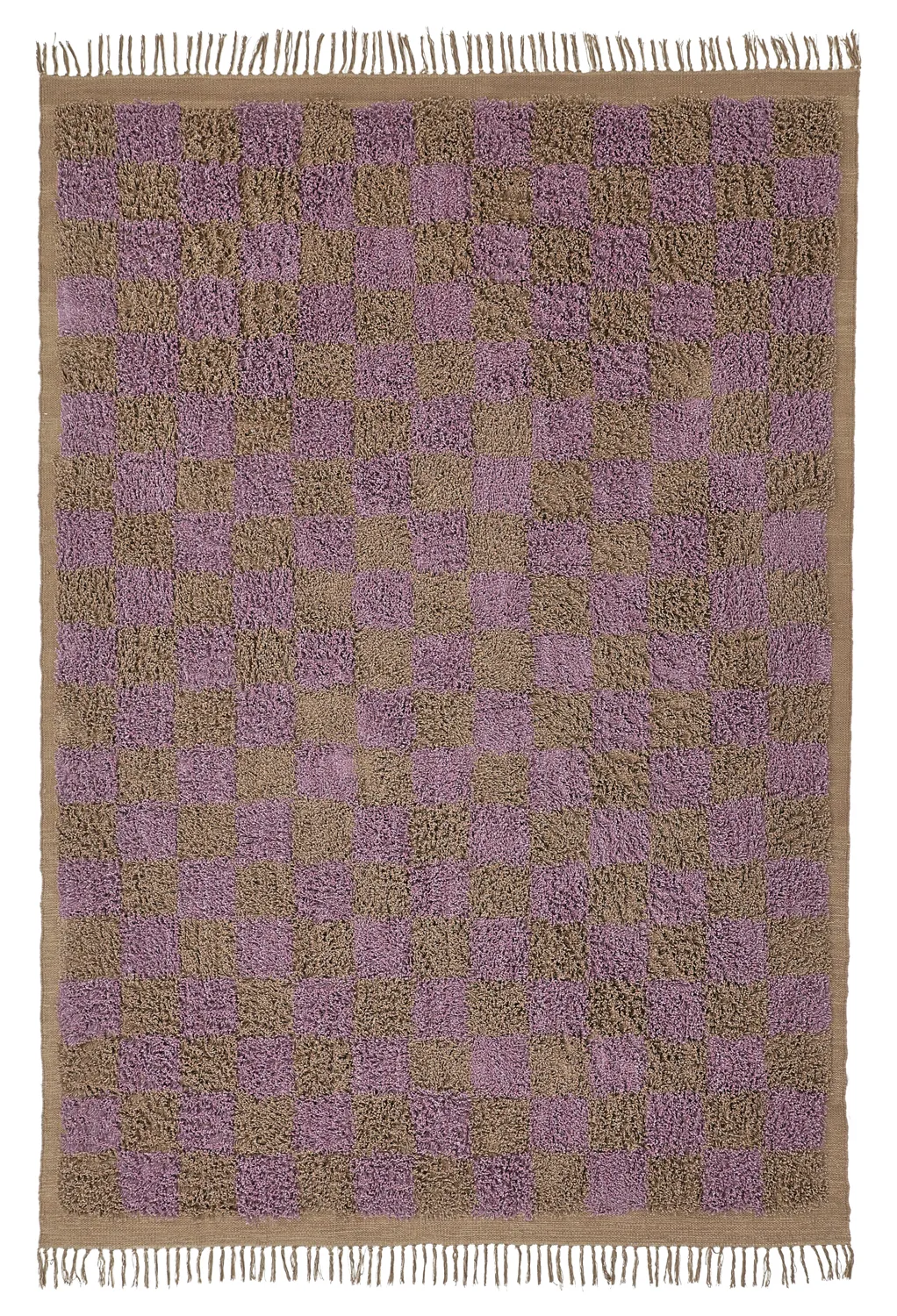 Tapis à poils longs - Elsey Natural Cotton Shaggy (marron/violet)