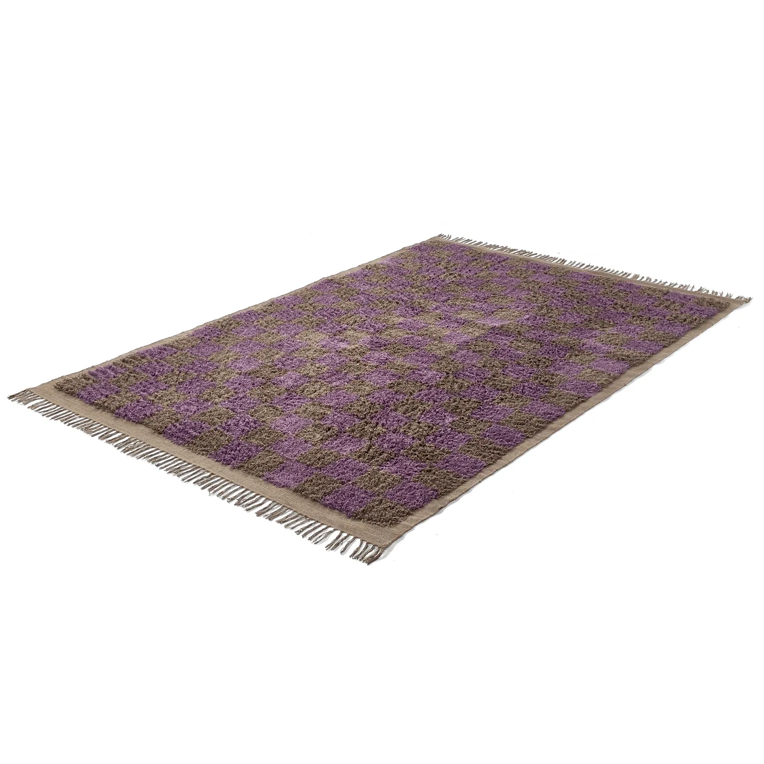 Tapis à poils longs - Elsey Natural Cotton Shaggy (marron/violet)