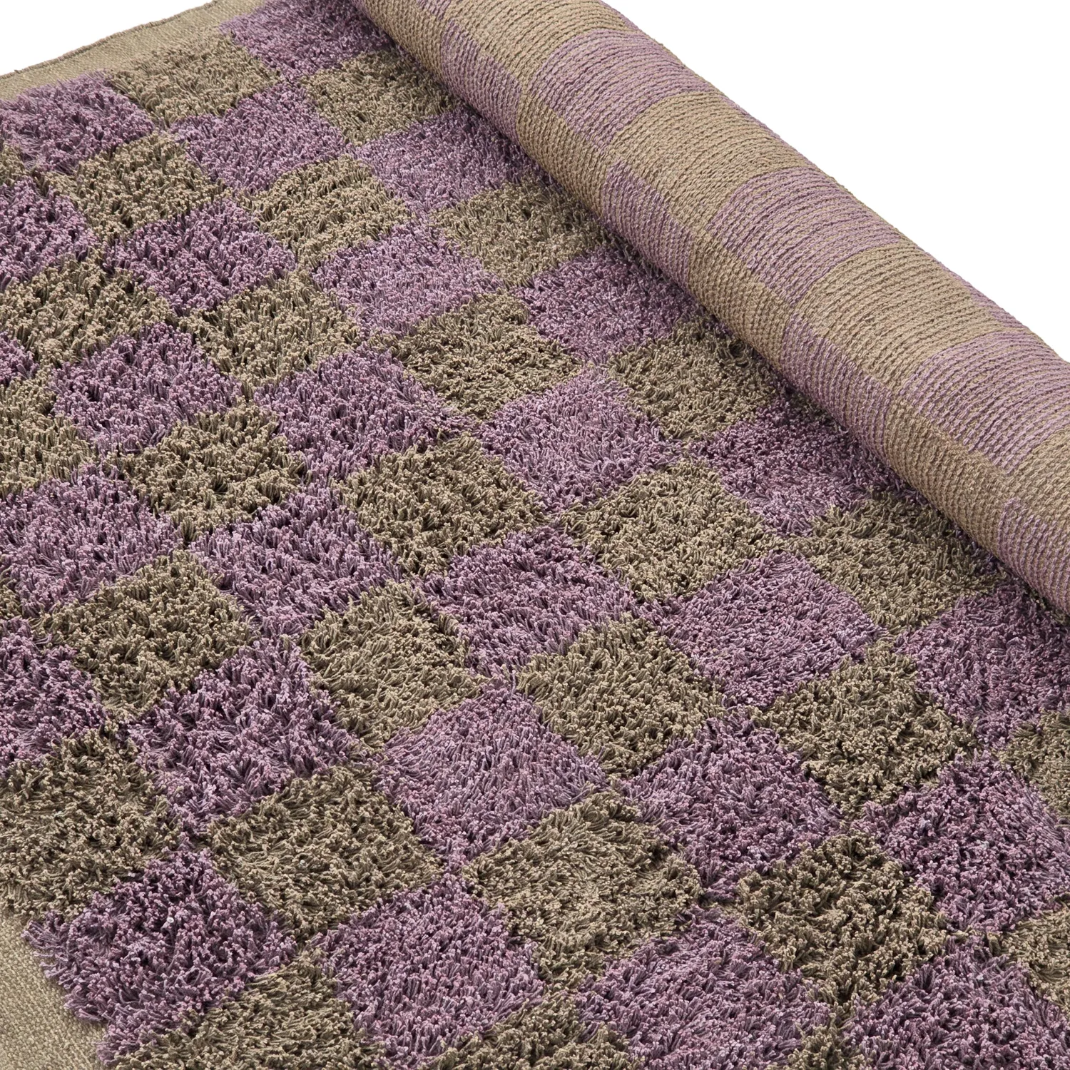 Tapis à poils longs - Elsey Natural Cotton Shaggy (marron/violet)