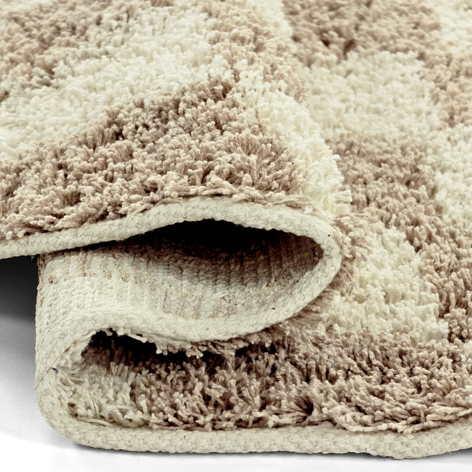 Tapis rond - Elsey Natural Cotton Shaggy (crème/sable)