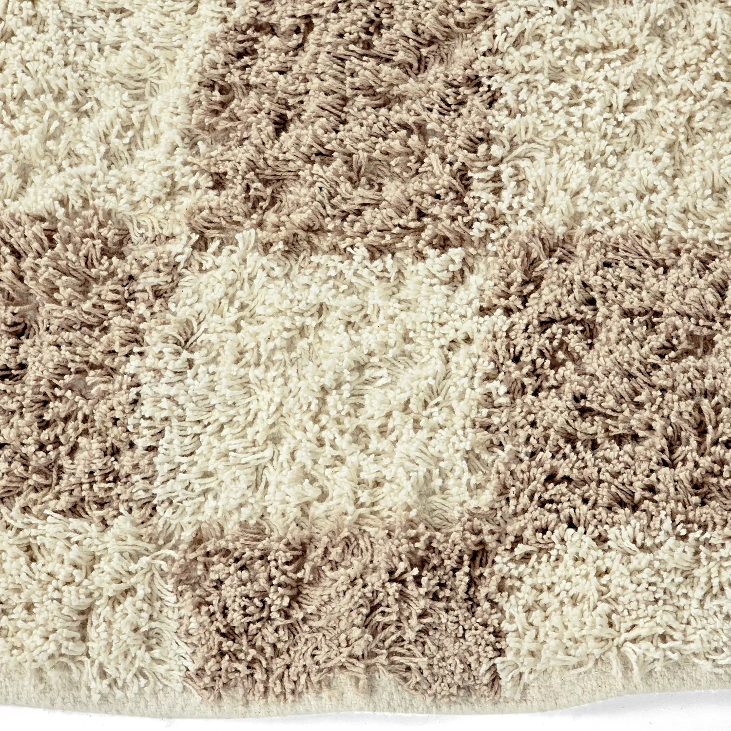 Tapis rond - Elsey Natural Cotton Shaggy (crème/sable)