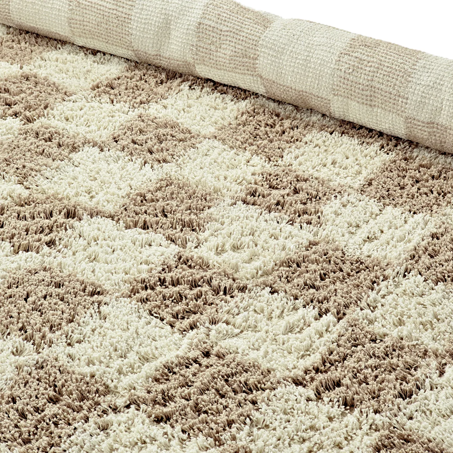Tapis rond - Elsey Natural Cotton Shaggy (crème/sable)