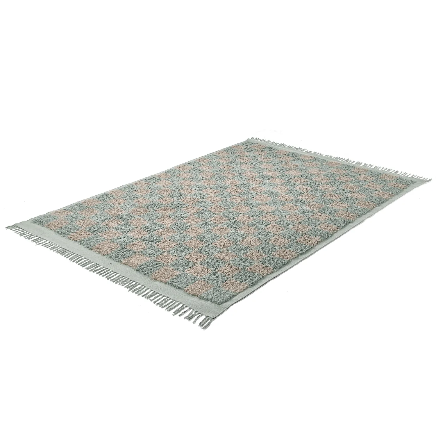 Tapis à poils longs - Elsey Natural Cotton Shaggy (siva/roza)