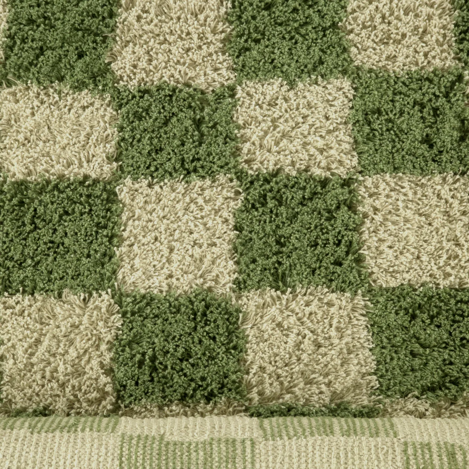 Tapis à poils longs - Elsey Natural Cotton Shaggy (vert/beige)
