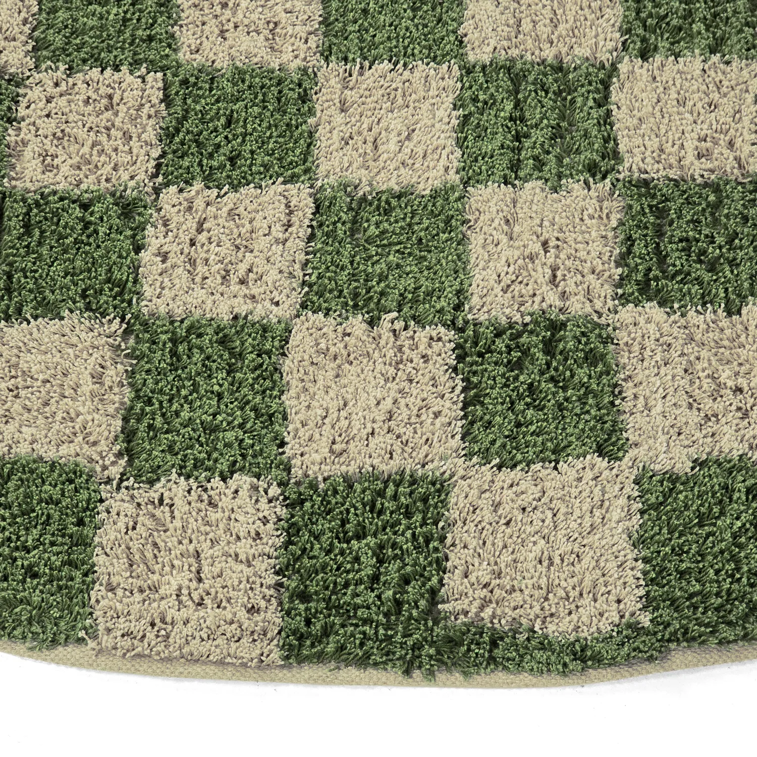 Tapis rond - Elsey Natural Cotton Shaggy (vert/beige)