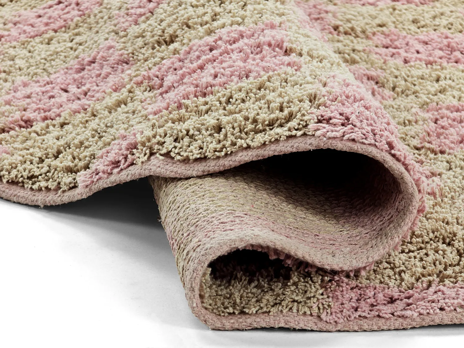 Tapis rond - Elsey Natural Cotton Shaggy (roza/oranžna)