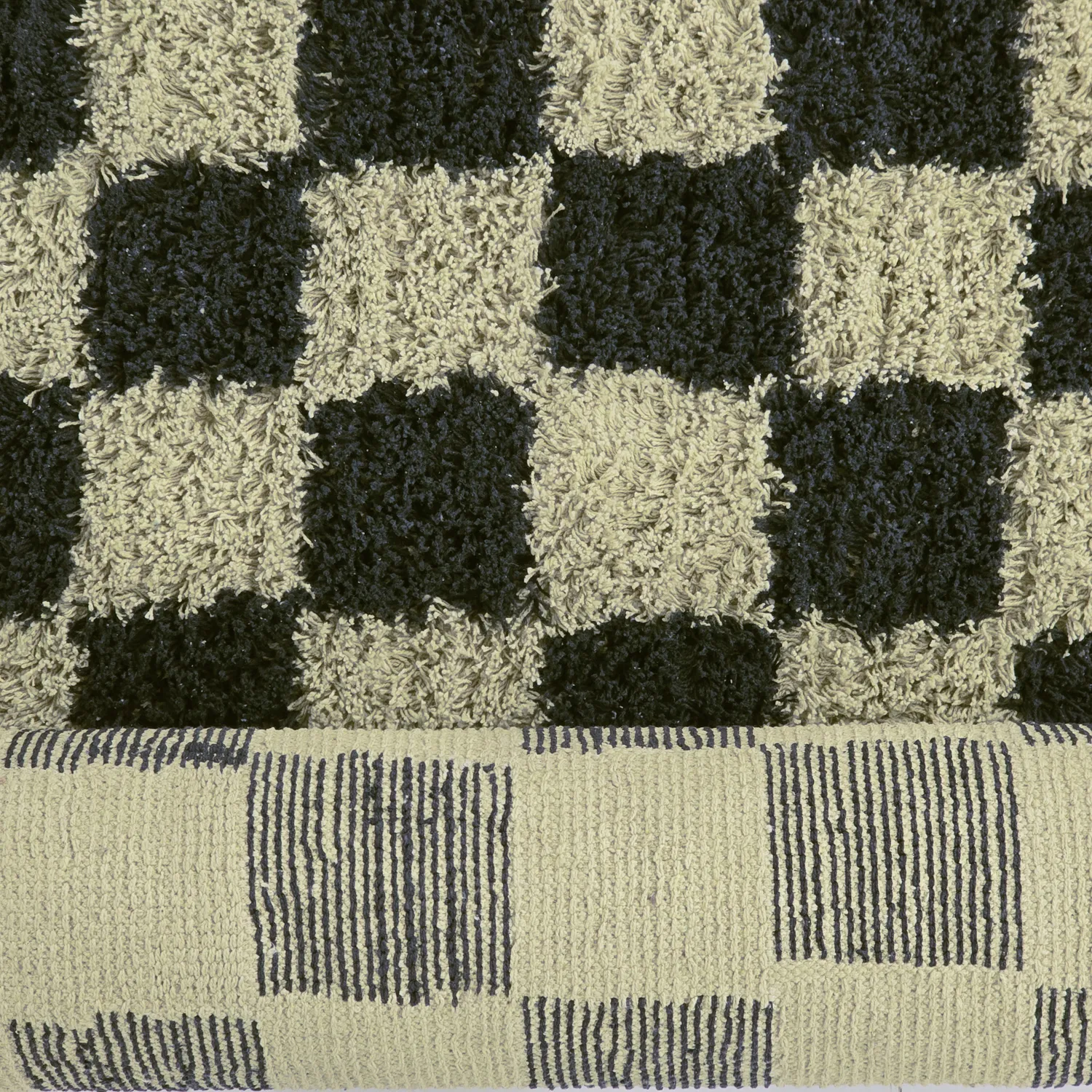 Tapis à poils longs - Elsey Natural Cotton Shaggy (črna/bež)