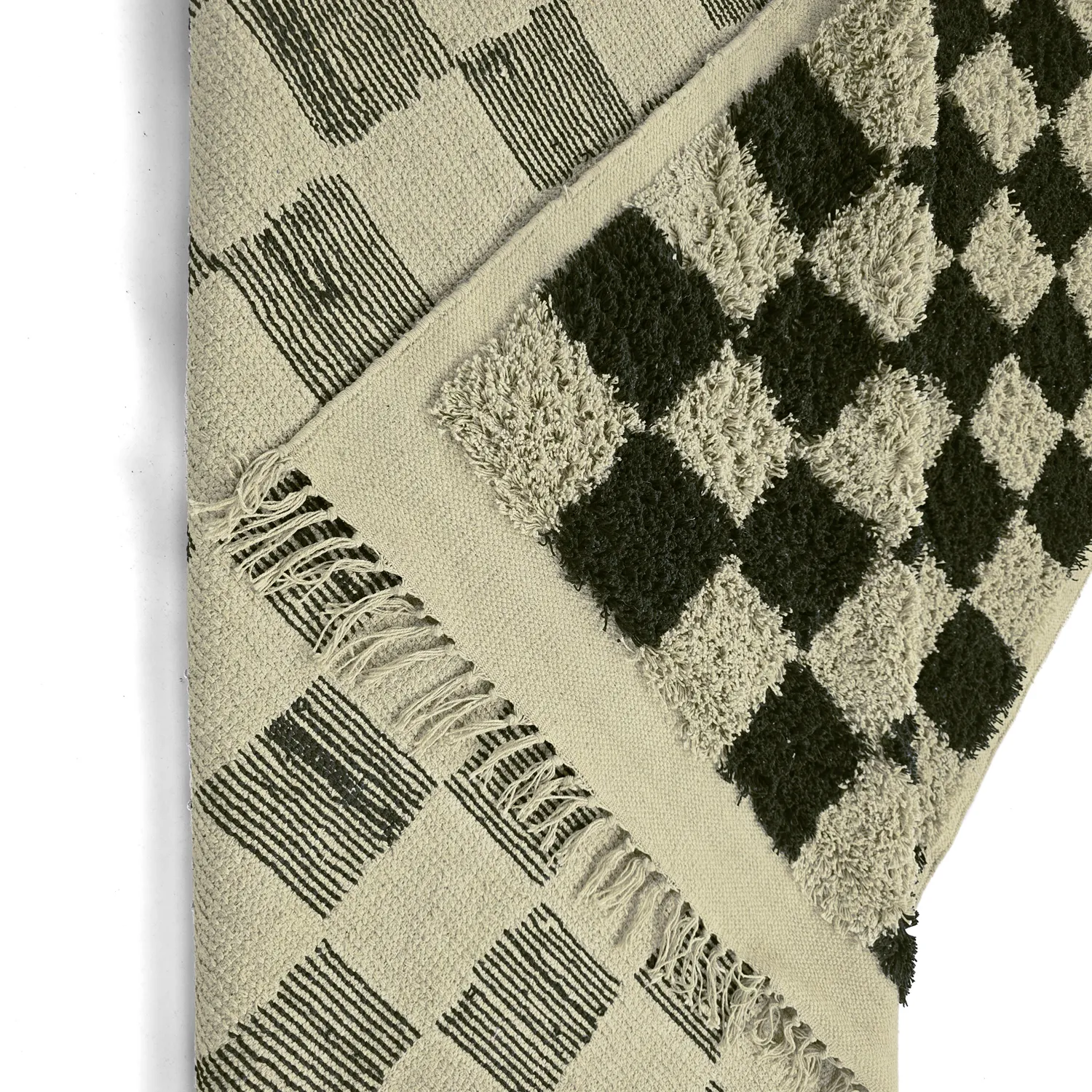 Tapis à poils longs - Elsey Natural Cotton Shaggy (črna/bež)