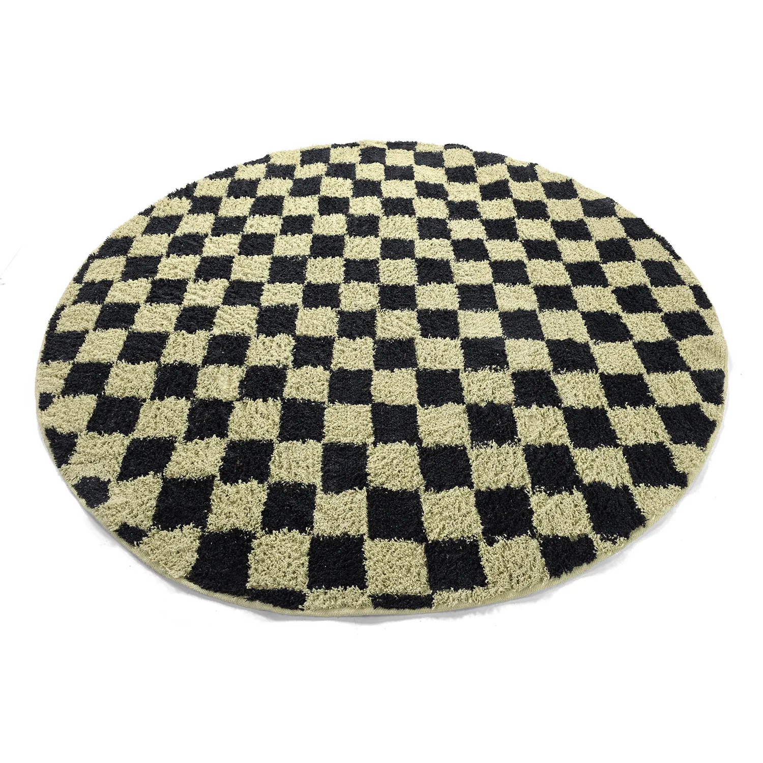 Tapis rond - Elsey Natural Cotton Shaggy (črna/bež)