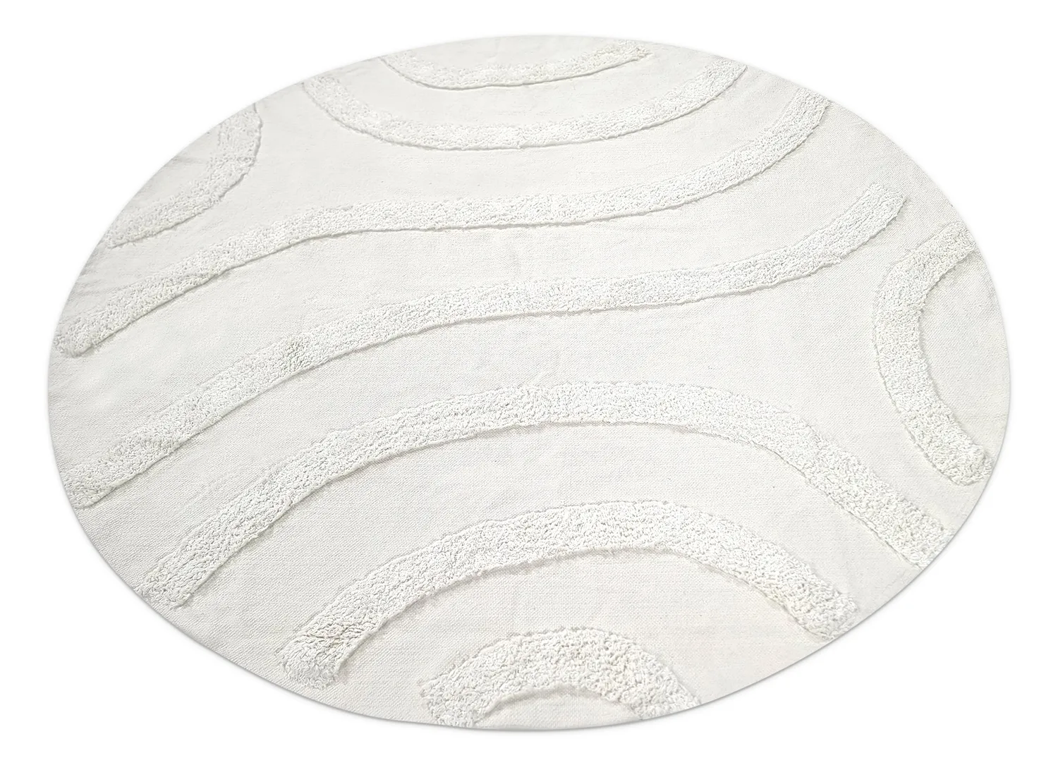 Tapis rond - Emilia Natural Cotton Shaggy (blanc cassé)