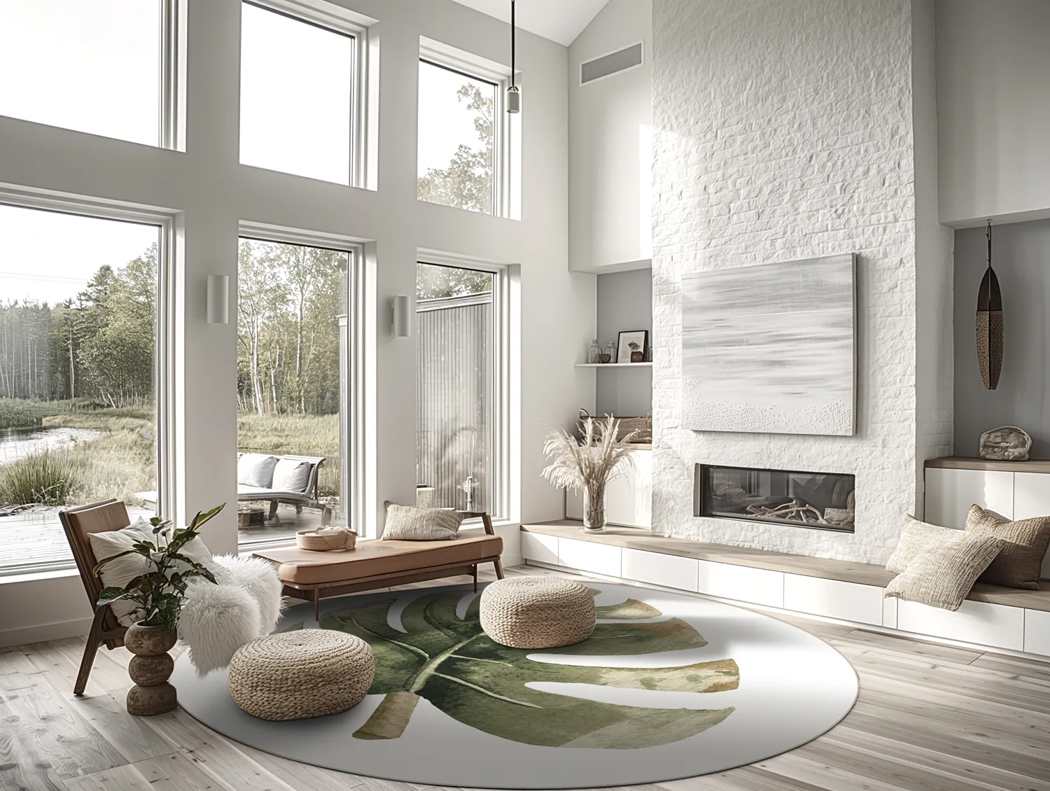 Tapis rond - Falling Leaves (vert)