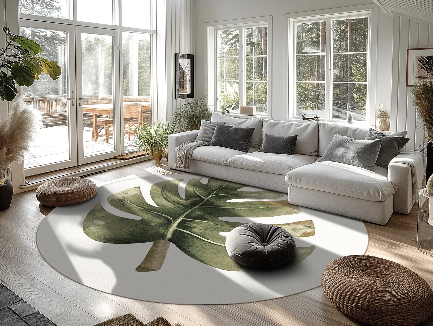 Tapis rond - Falling Leaves (vert)