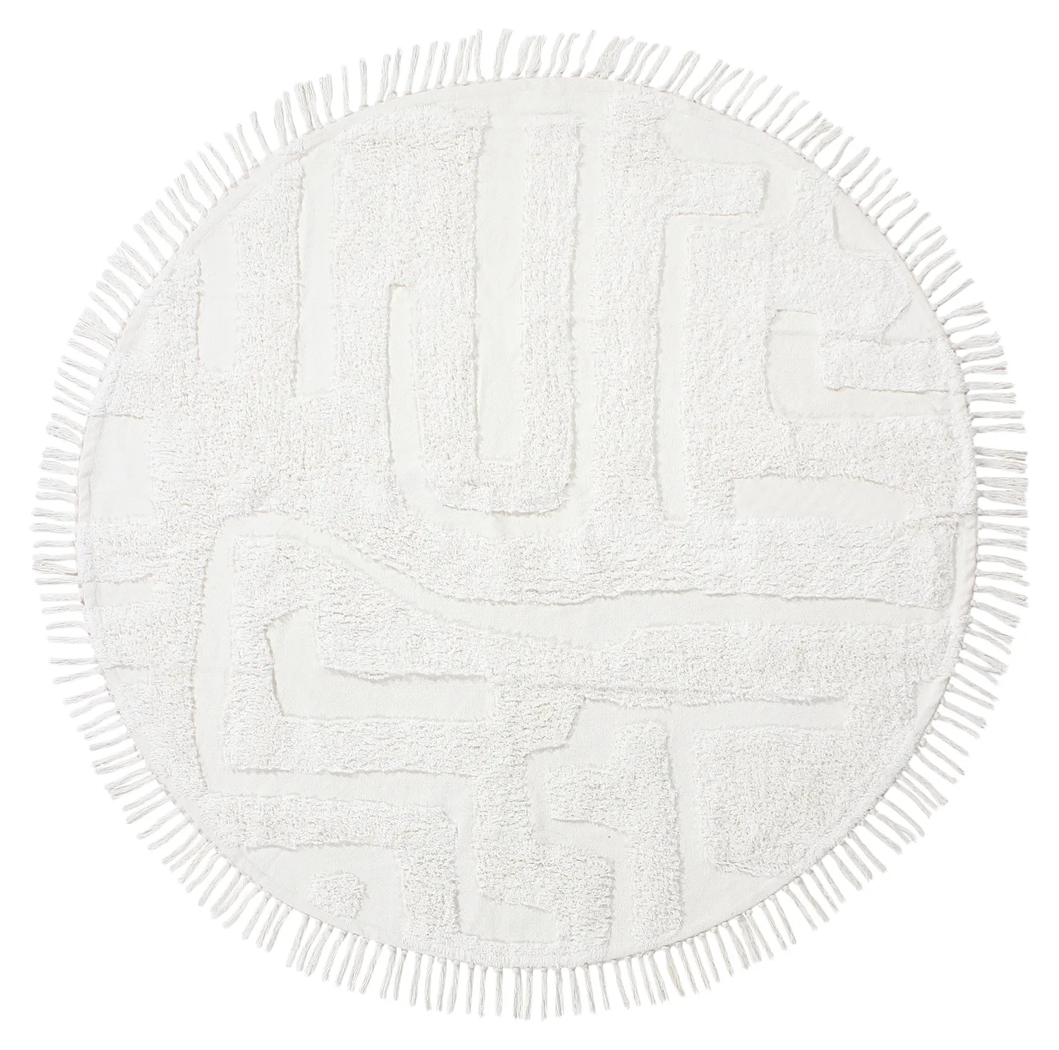Tapis rond - Fallon Natural Cotton Shaggy (blanc cassé)