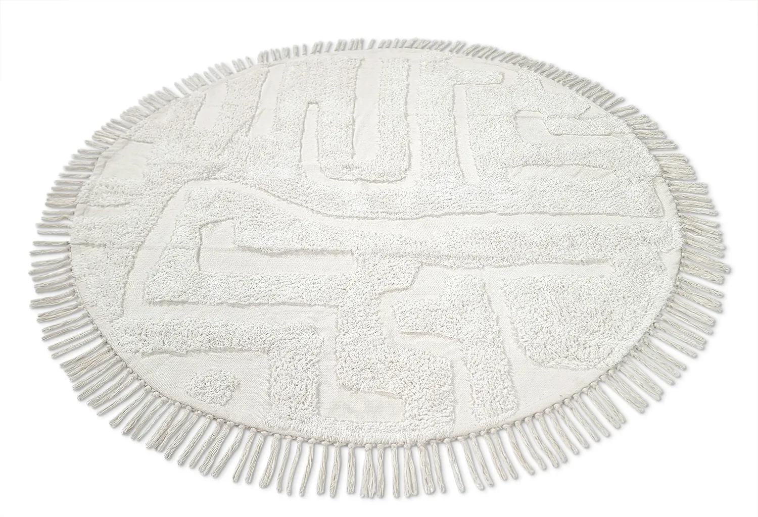 Tapis rond - Fallon Natural Cotton Shaggy (blanc cassé)