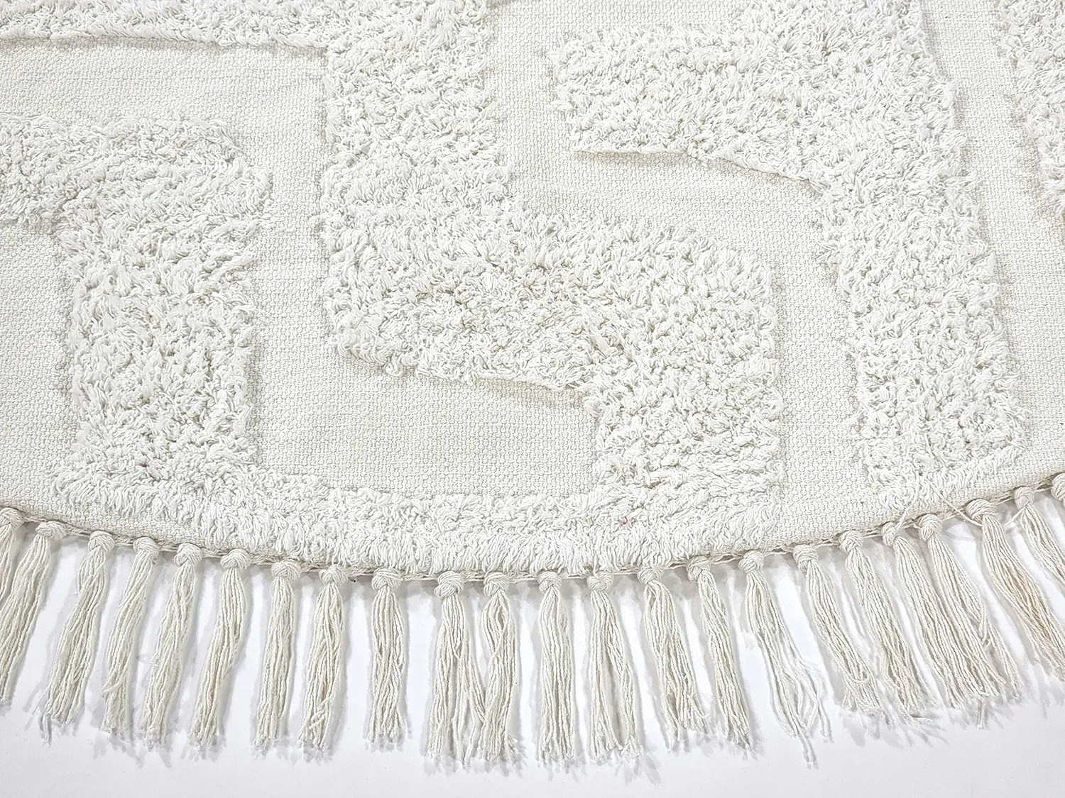 Tapis rond - Fallon Natural Cotton Shaggy (blanc cassé)