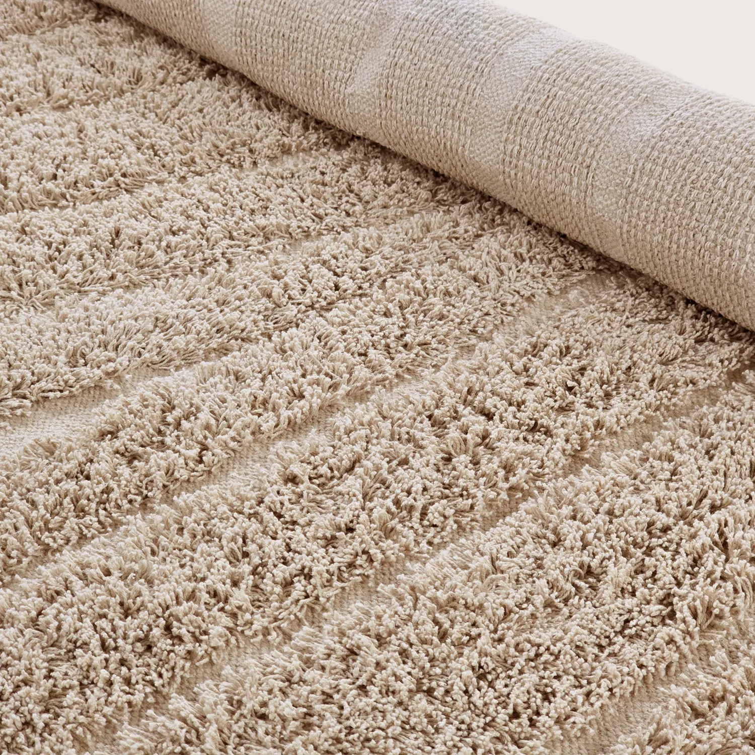 Tapis rond - Farley Natural Cotton Shaggy (bež)