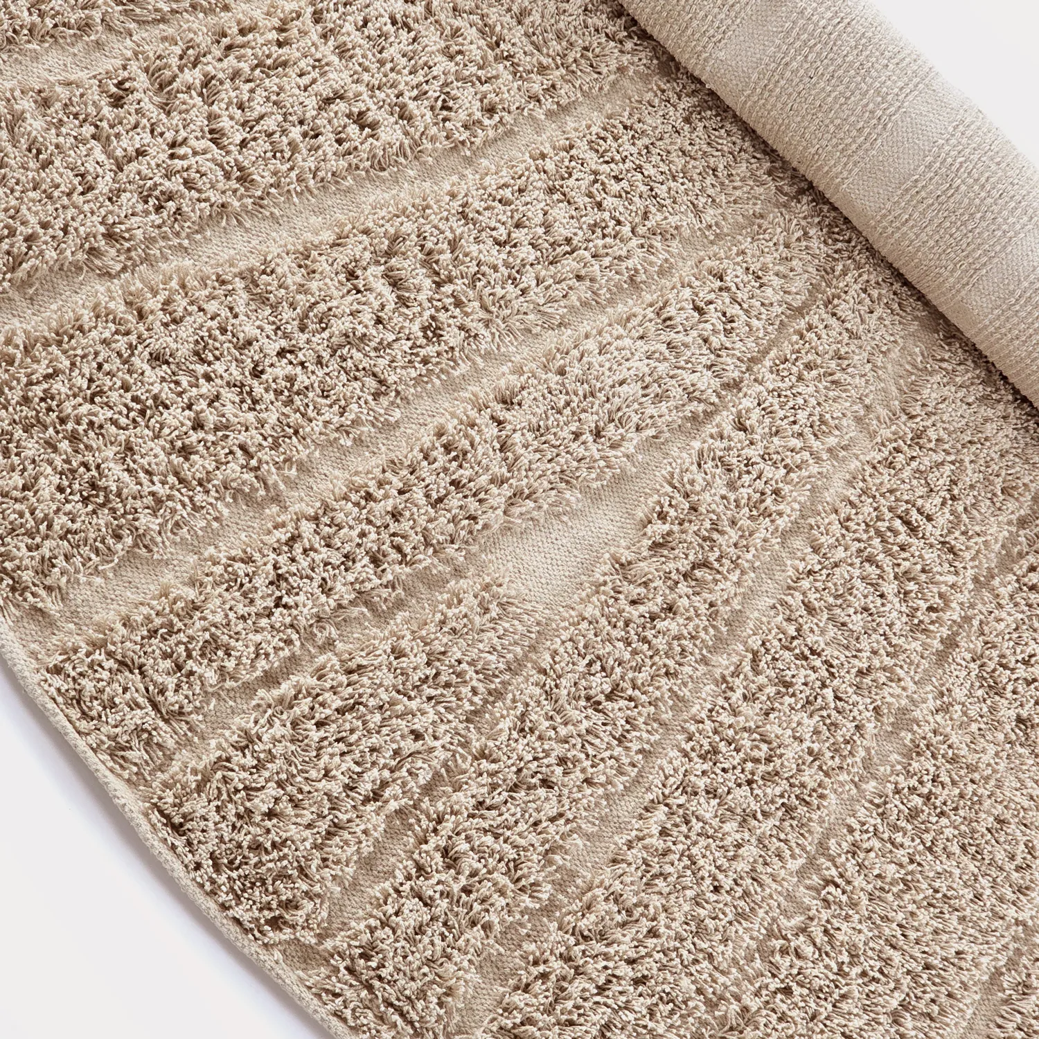 Tapis rond - Farley Natural Cotton Shaggy (bež)