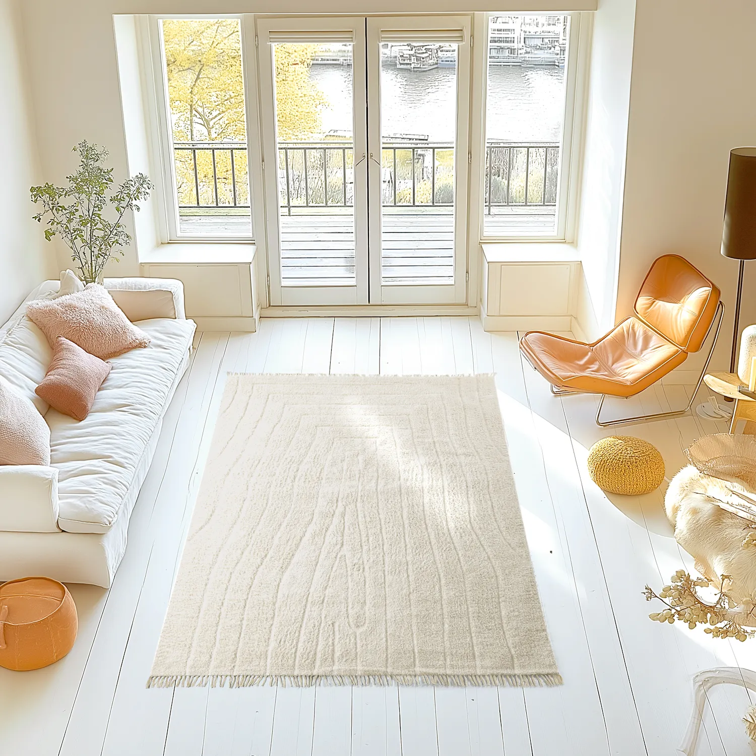 Tapis à poils longs - Farley Natural Cotton Shaggy (umazano bela)