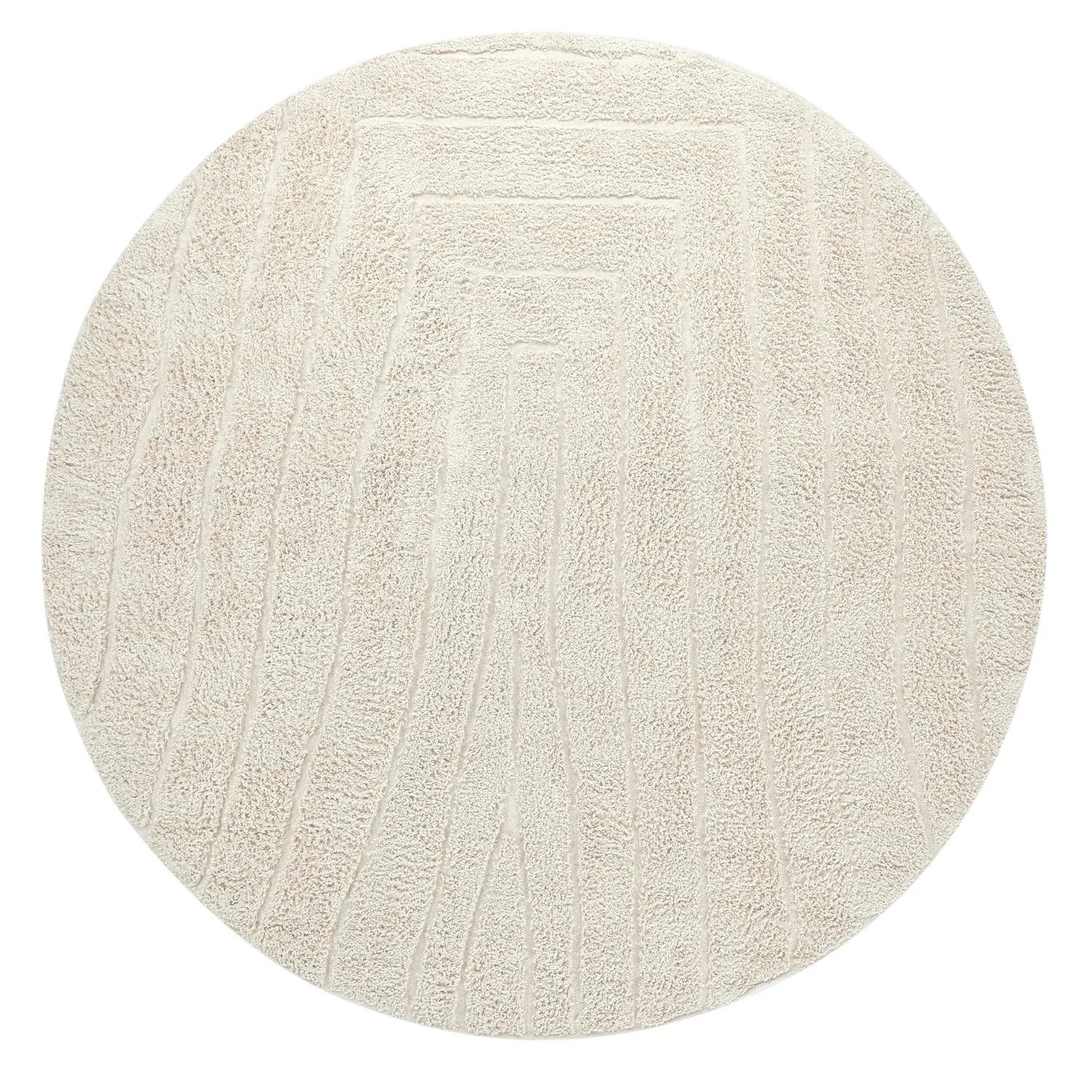 Tapis rond - Farley Natural Cotton Shaggy (umazano bela)