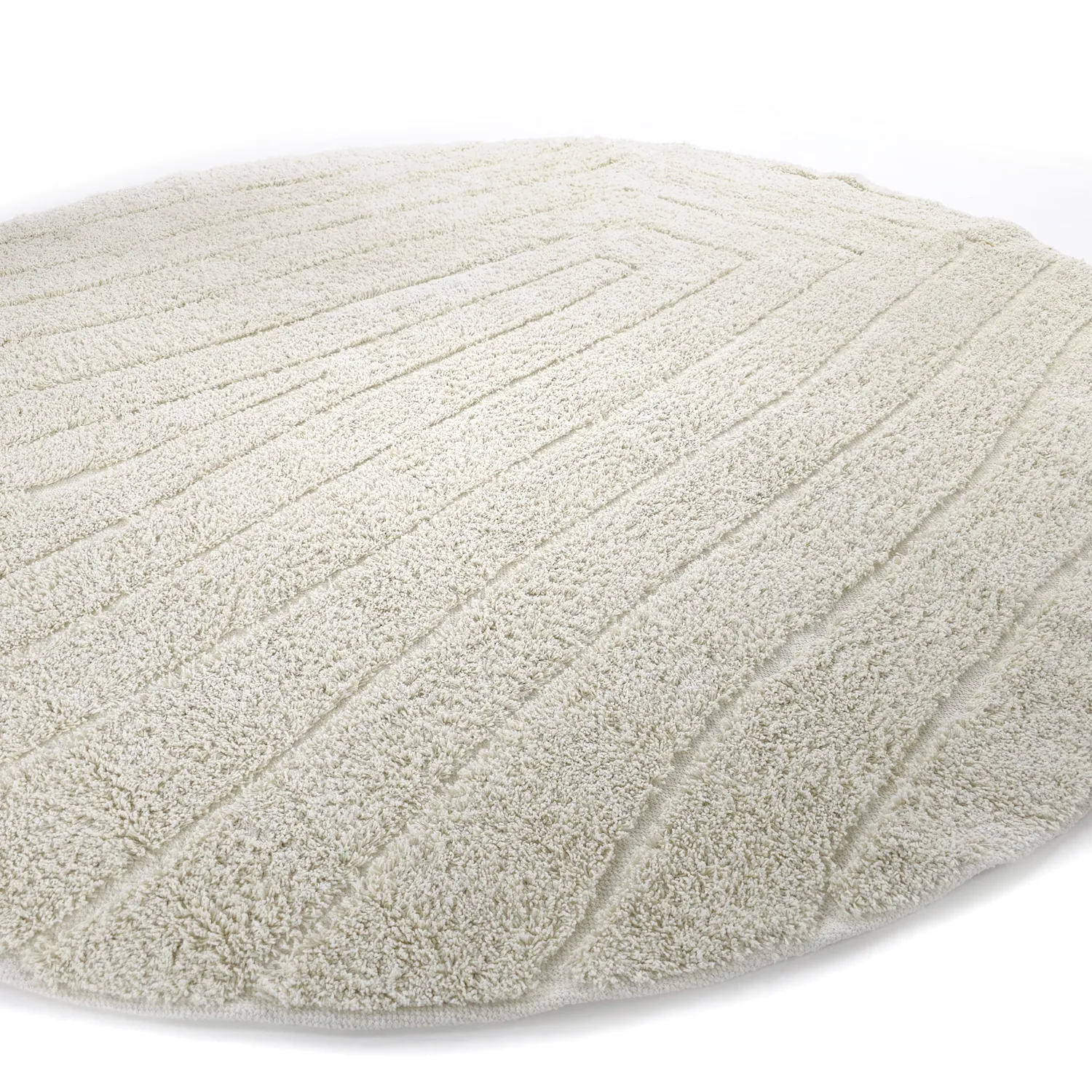 Tapis rond - Farley Natural Cotton Shaggy (umazano bela)