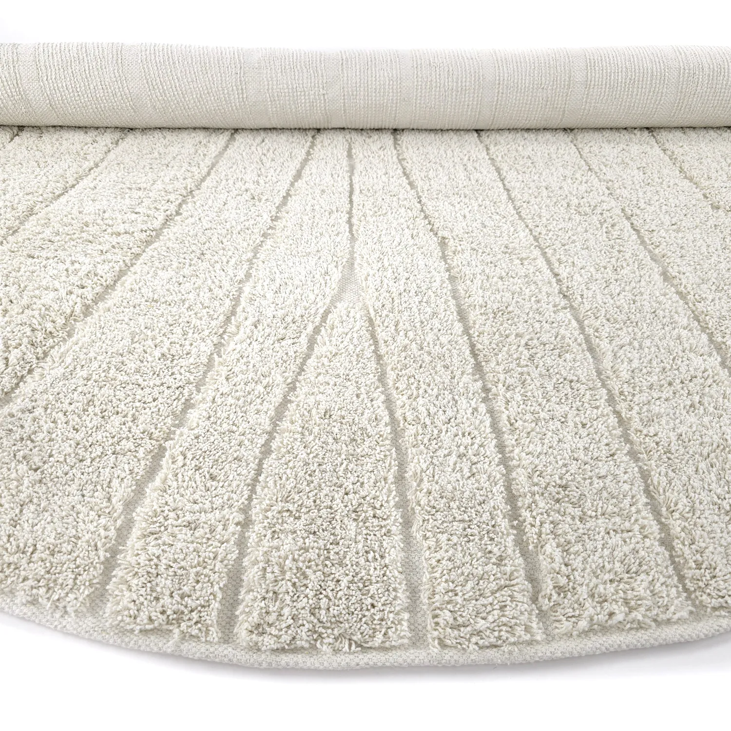 Tapis rond - Farley Natural Cotton Shaggy (umazano bela)