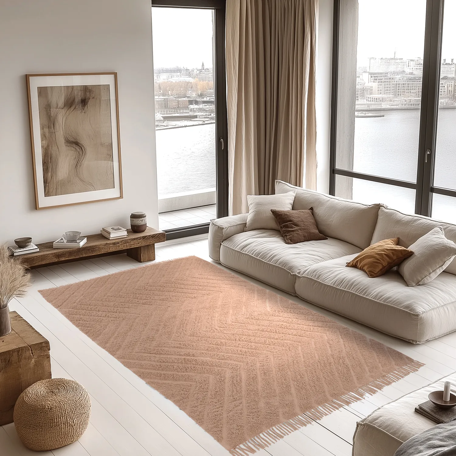 Tapis à poils longs - Farley Natural Cotton Shaggy (roza)